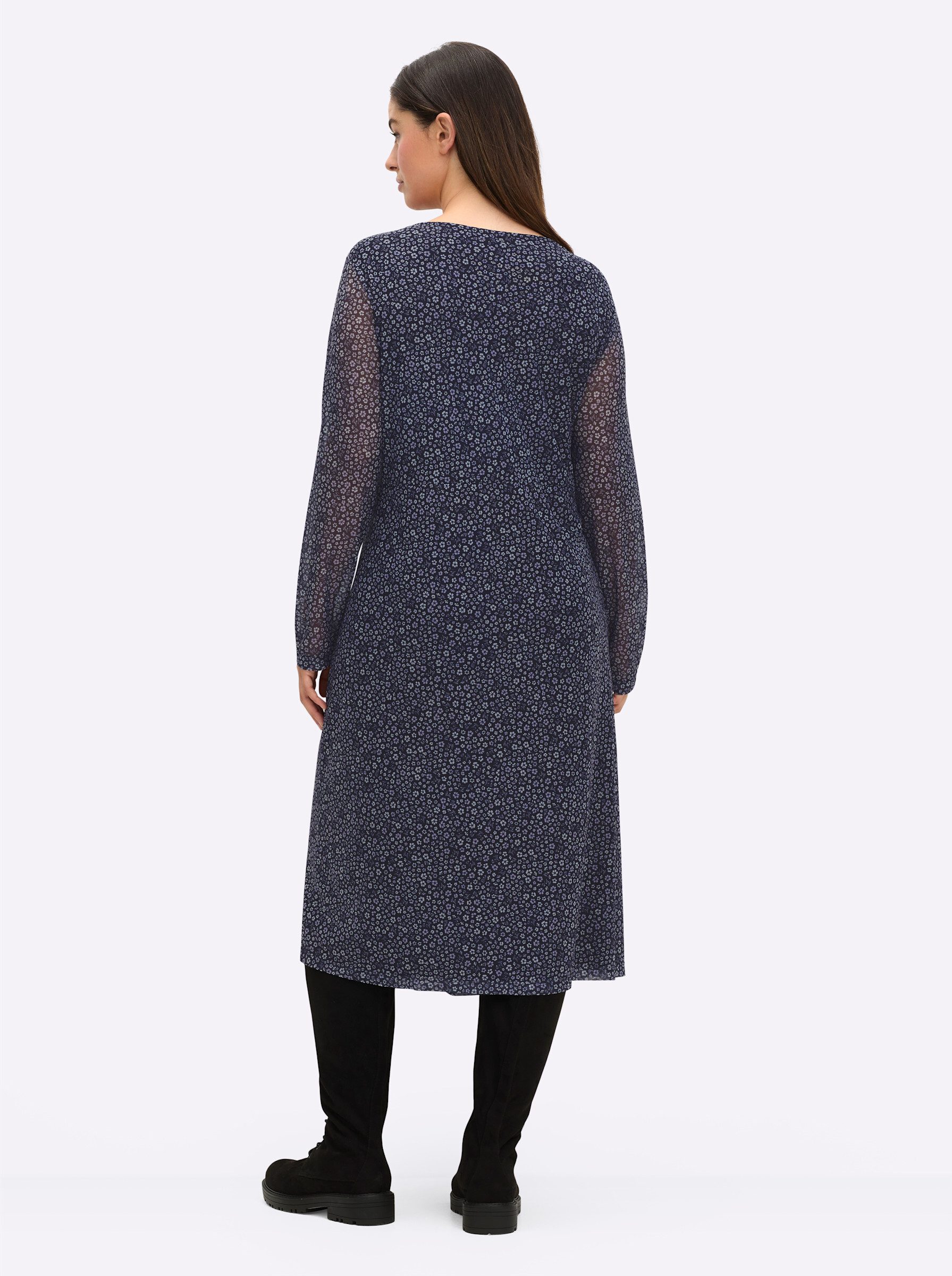 Sheego Jerseykleid Mesh-Kleid Langarm