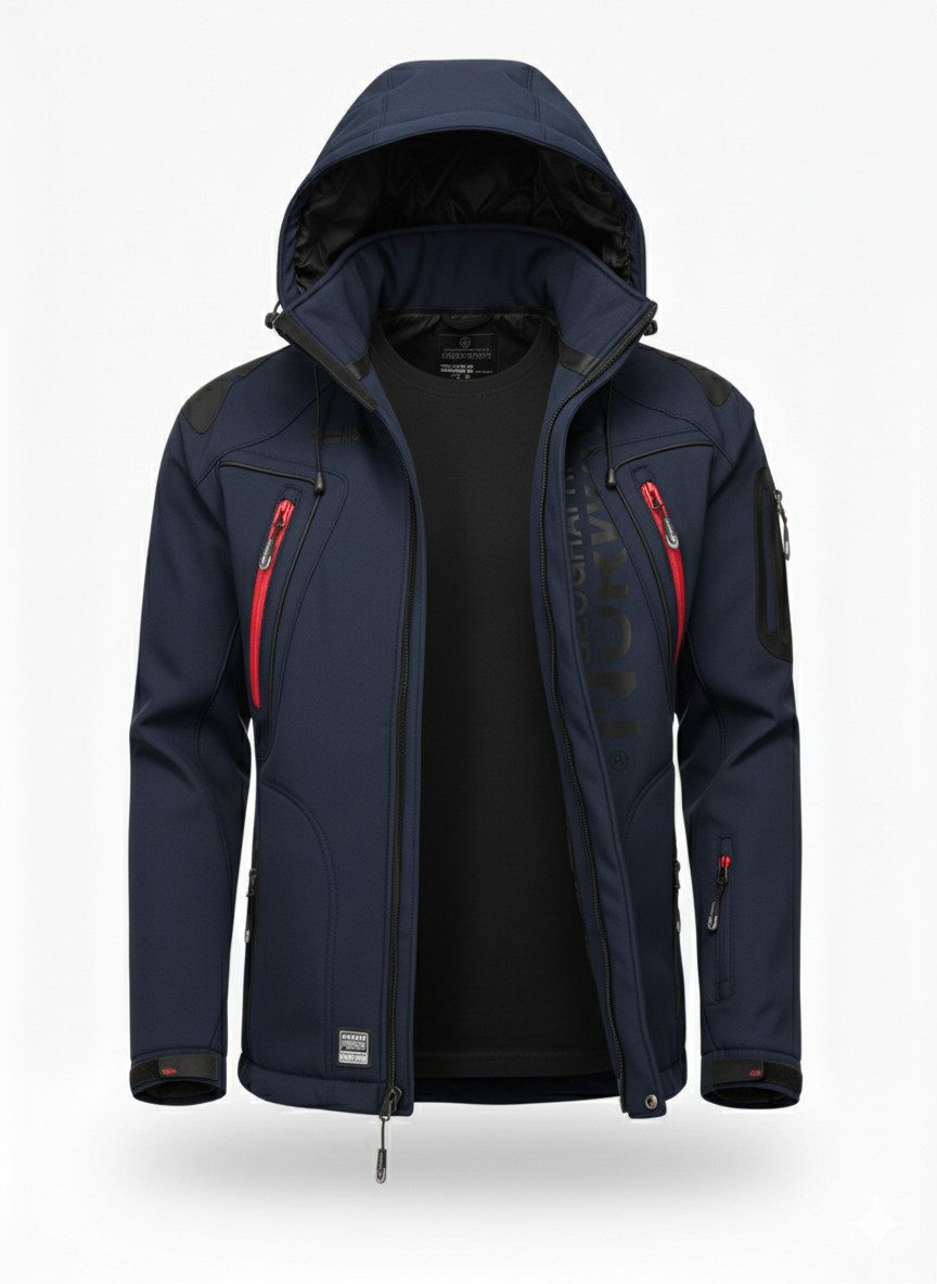 Geographical Norway Softshelljacke Herren Herbst Winter Jacke Softshell Jacke Outdoor Übergangsjacke (1-St) Mit Kaputze 3XL Bis 7XL