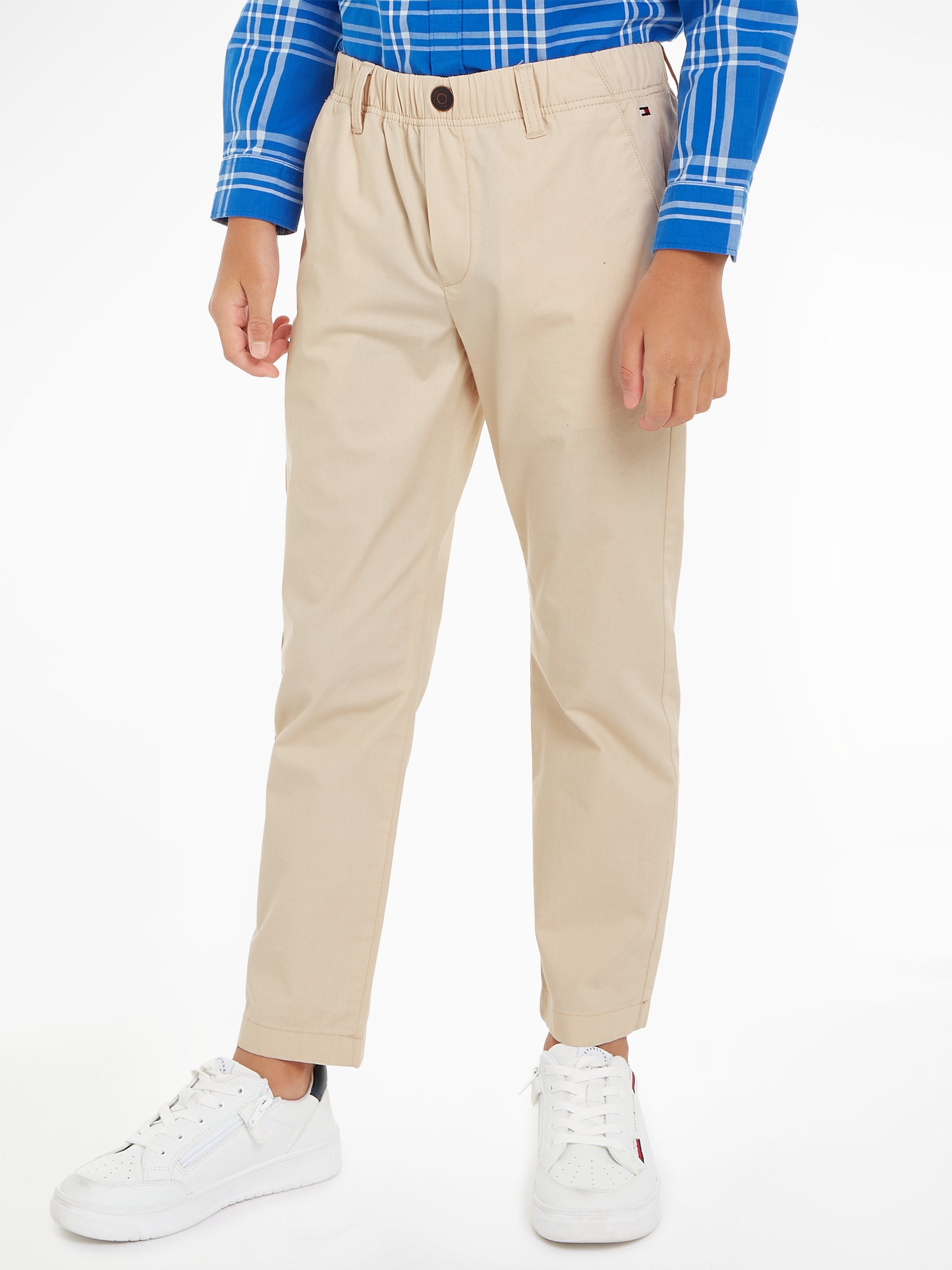 Tommy Hilfiger Schlupfhose POPLIN LONG PANTS (4-tlg) Kinder bis 16 Jahre, Taillenbund auf Gummizug