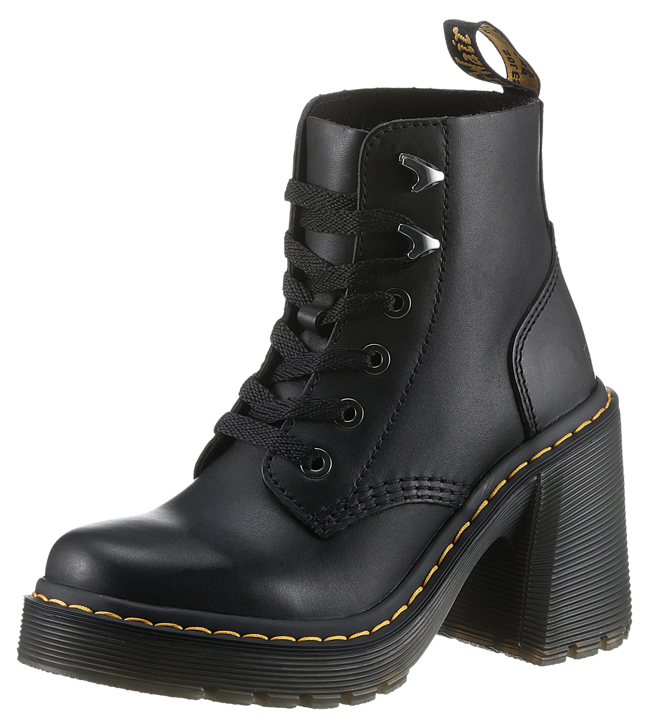 DR. MARTENS Jesy Schnürboots, Blockabsatz, Stiefelette mit modischen Metall Eyelets