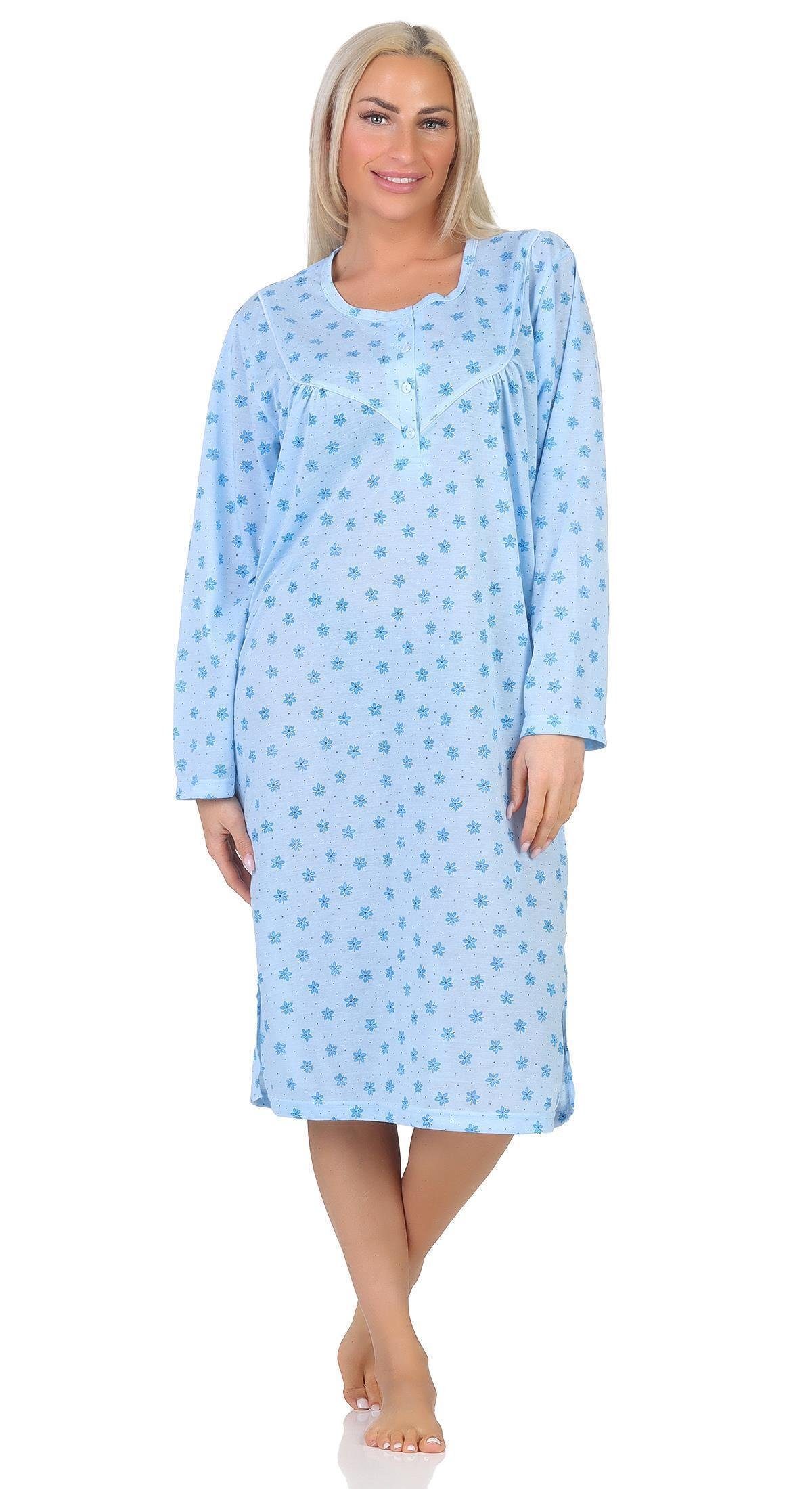 EloModa Nachthemd Damen Nachthemd Sleepshirt Nachtwäsche; M L XL 2XL (1-tlg) Blau