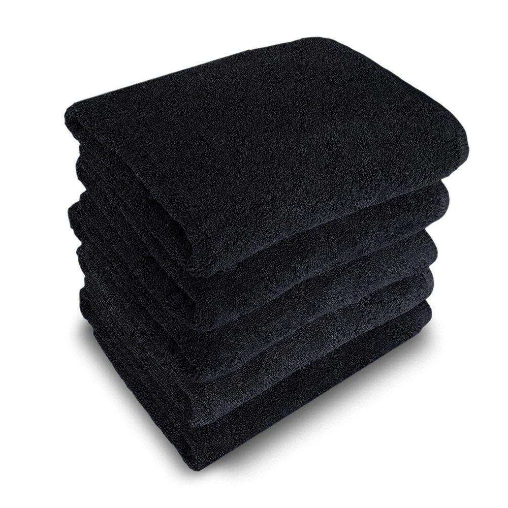 MatratzenL.A.B® Duschtücher 400 g/m² Blauer Schwan®, 100% Baumwolle (Duschtuch 70x140 cm, 1-St), Schwarz, Frottee, mit Aufhänger, einzeln verpackt