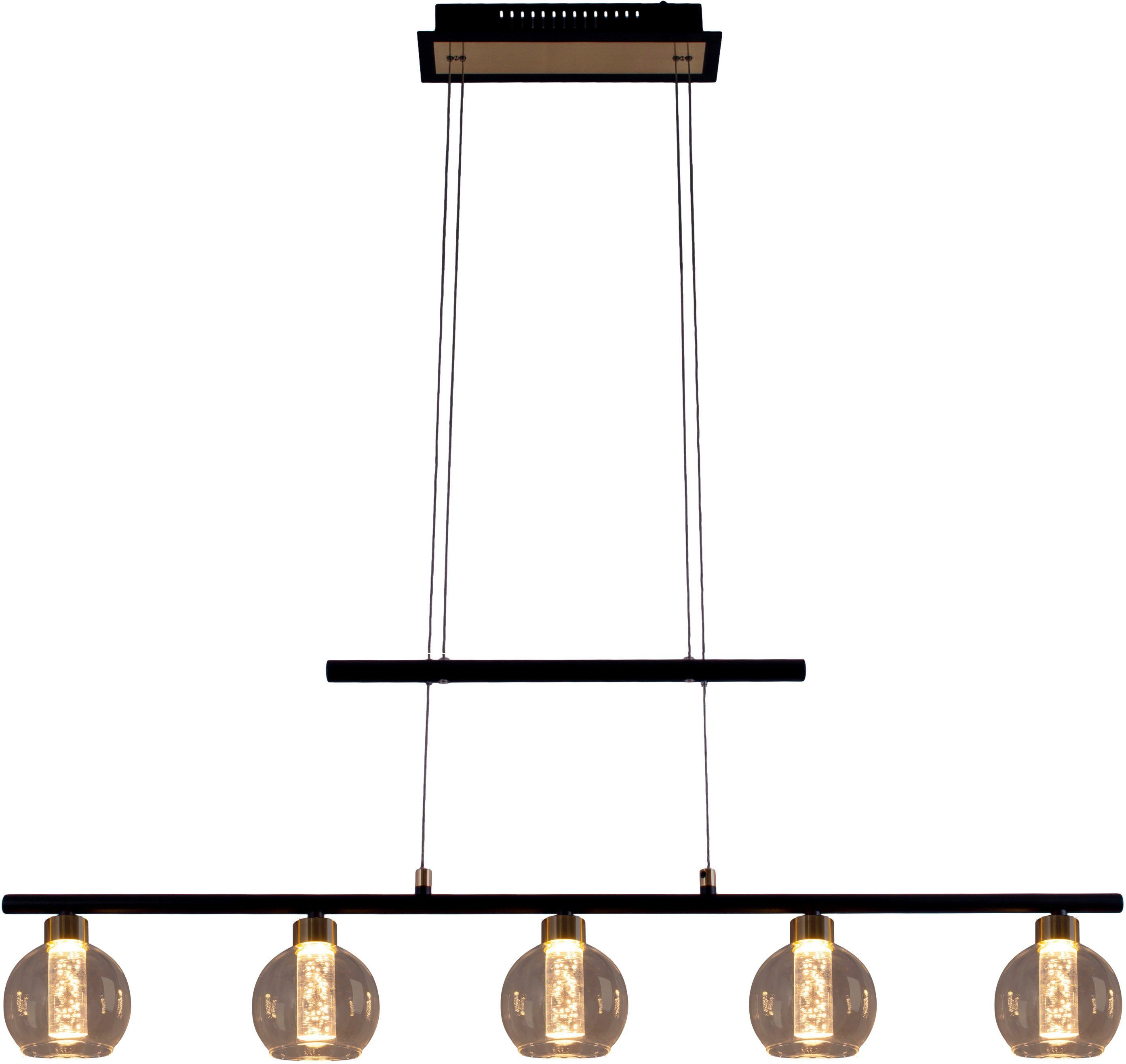 näve LED Pendelleuchte Brass, Warmweiß, warmweiß dimmbar Lichtfarbe höhenverstellbar 5flammig