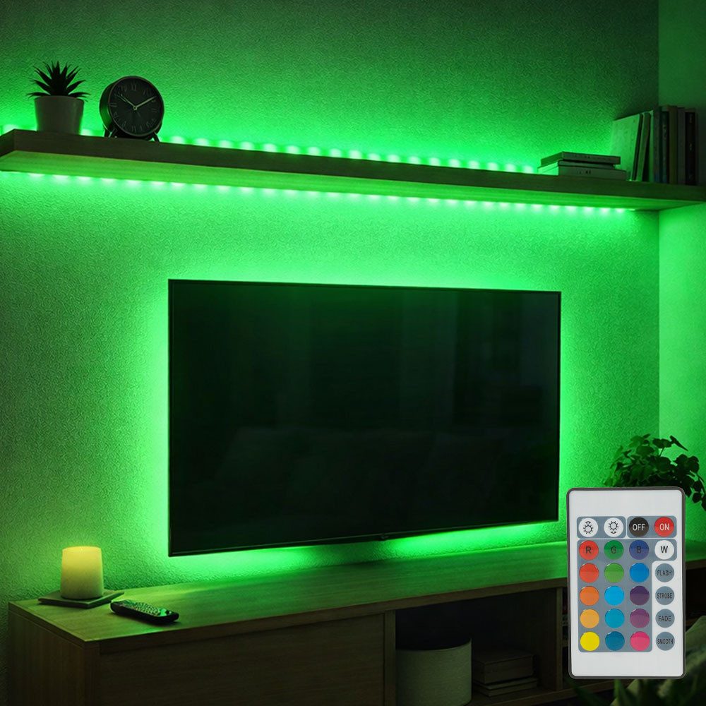 GLOBO LIGHTING LED Dekolicht, LED-Leuchtmittel fest verbaut, Farbwechsel, RGBW LED Band Lichtband dimmbar Fernbedienung Farbwechsel 2er Set