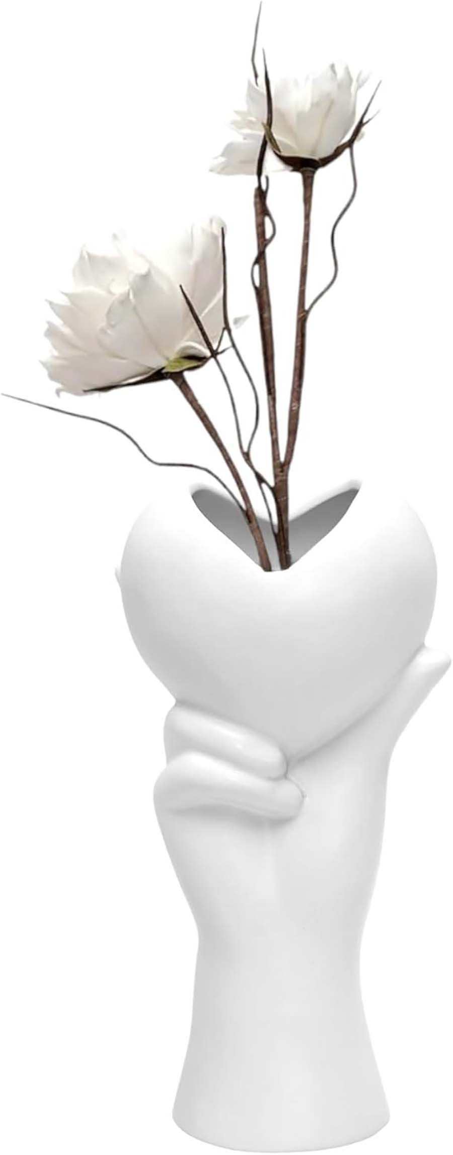 trends for living Dekovase 1pc Herz-Hand Vase Keramische Deko Matt Weiß zwei Größen erhältlich