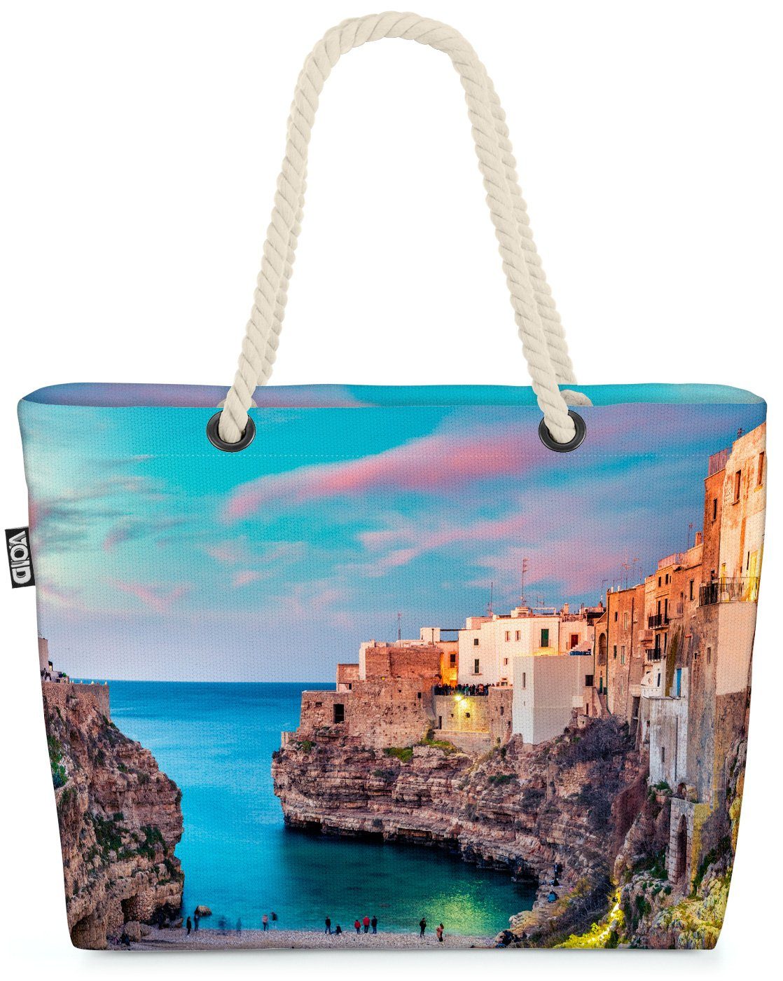 VOID Strandtasche (1-tlg), Italien Polignano Hafen Beach Bag Meer Urlaub Reise italienisch mediterran