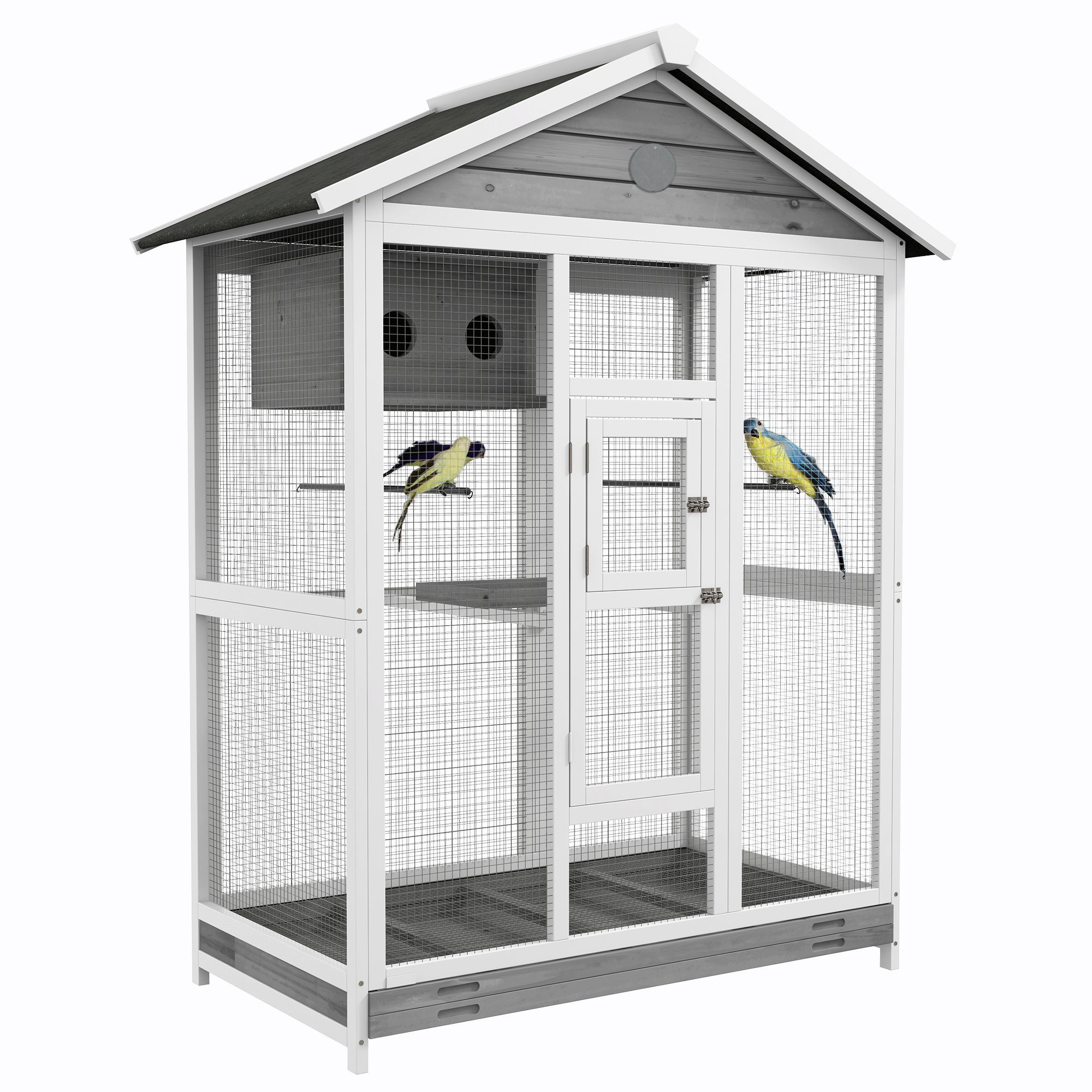 Vogelkäfig Wellensittichkäfig mit 4 Sitzstangen, Wasserabweisendes Vogelbauer