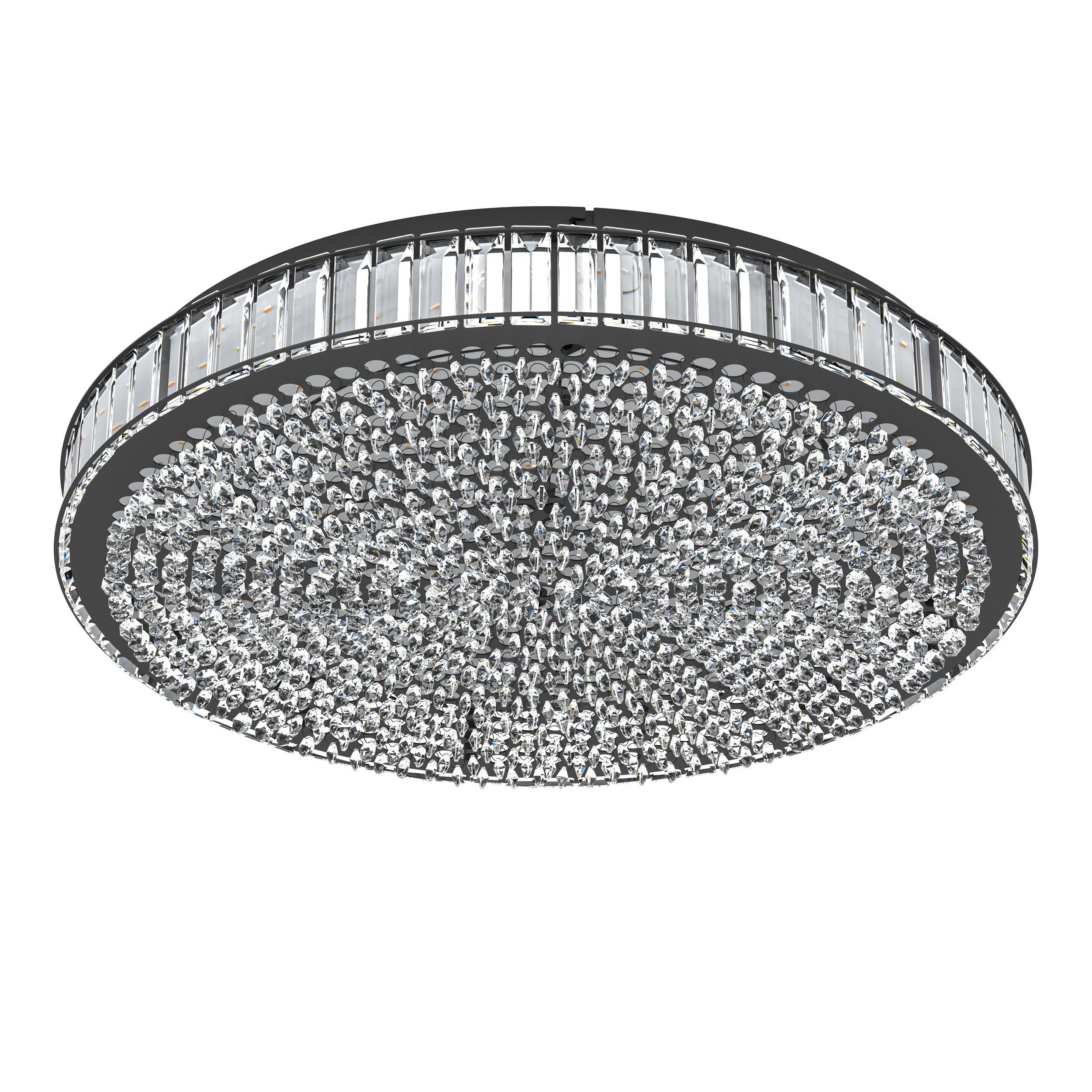 EGLO LED Deckenleuchte Balparda, Leuchtmittel inklusive, Deckenleuchte Kristall Deckenlampe aus schwarzem Metall und Glas Ø60cm