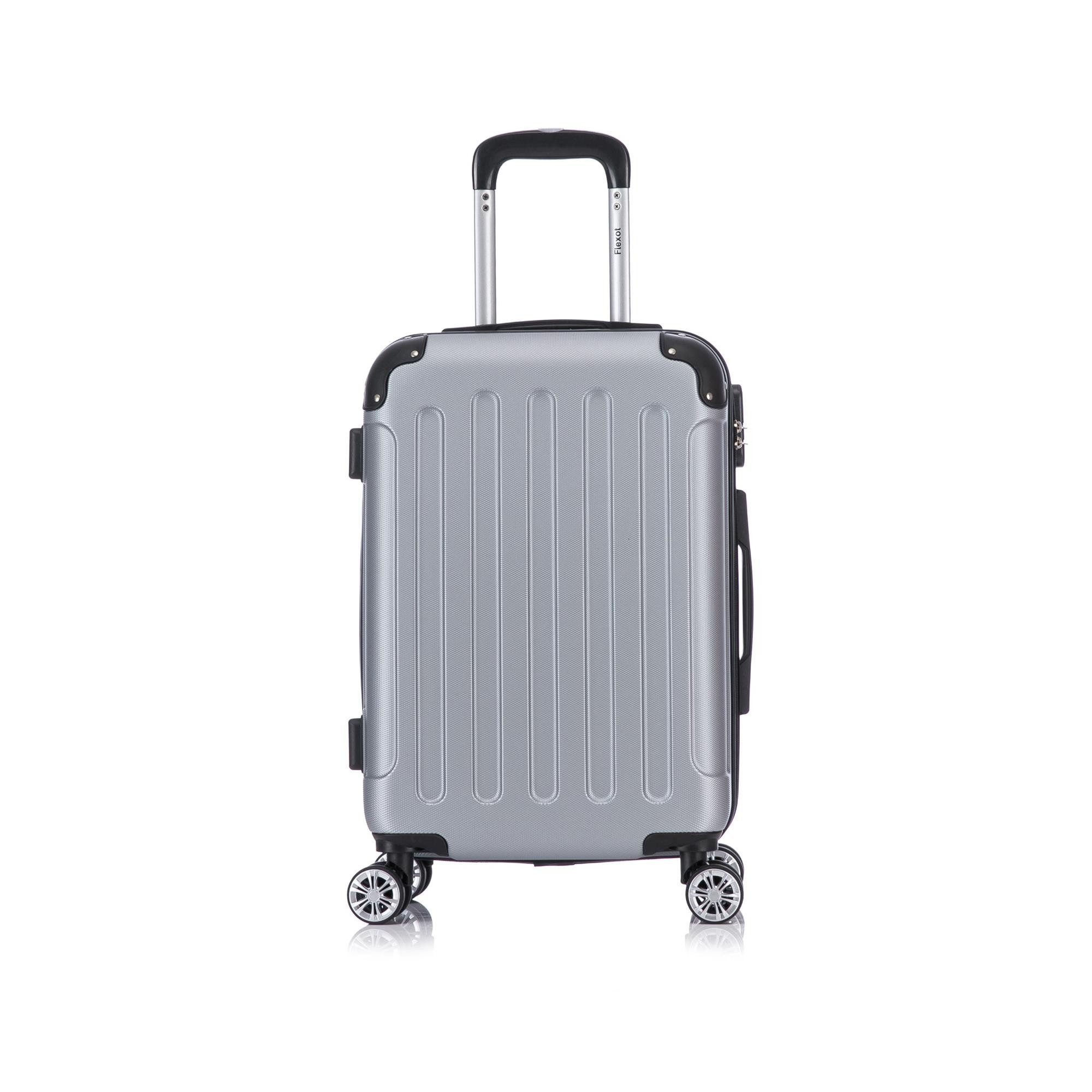 Flexot Hartschalen-Trolley F-2045 Kofferset, 360° Rollen, robuster Reisekoffer, Bordcase, 4 Rollen, Robuster und moderner Koffer mit vier 360° Rollen und Zahlenschloss