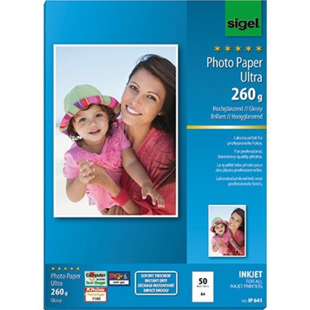 Sigel Fotopapier Fotopapier Ultra IP641 DIN A4 260g Bl./Pack.
