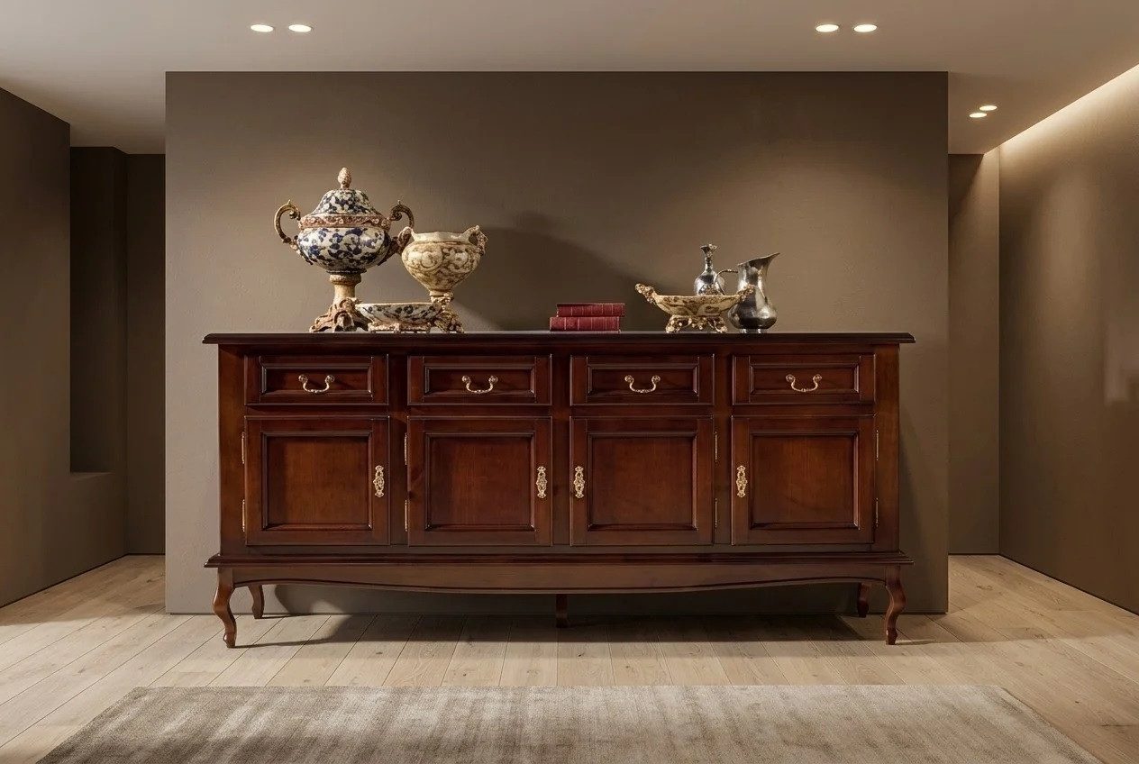 Xlmoebel Sideboard Elegantes braunes XXL Holz Sideboard für modernes Wohnzimmer Sofort (12 St., Sideboard), Hergestellt in Europa