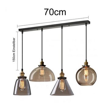 Vicbuy Pendelleuchte 4 flammige Glas-Pendelleuchte, Moderne Pendellampe, Vintage Hängeleuchte, Industriestil Hängelampen, Esszimmer Deckenlampe, Büro Deckenleuchte, Café/Bar, E27