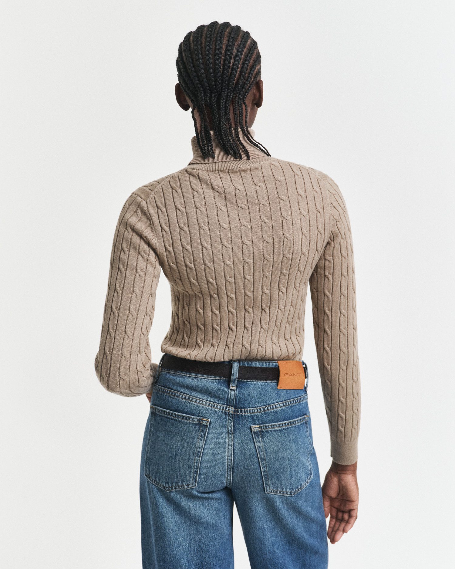 Gant Rollkragenpullover STRETCH COTTON CABLE TURTLENECK mit Zopfmuster günstig online kaufen