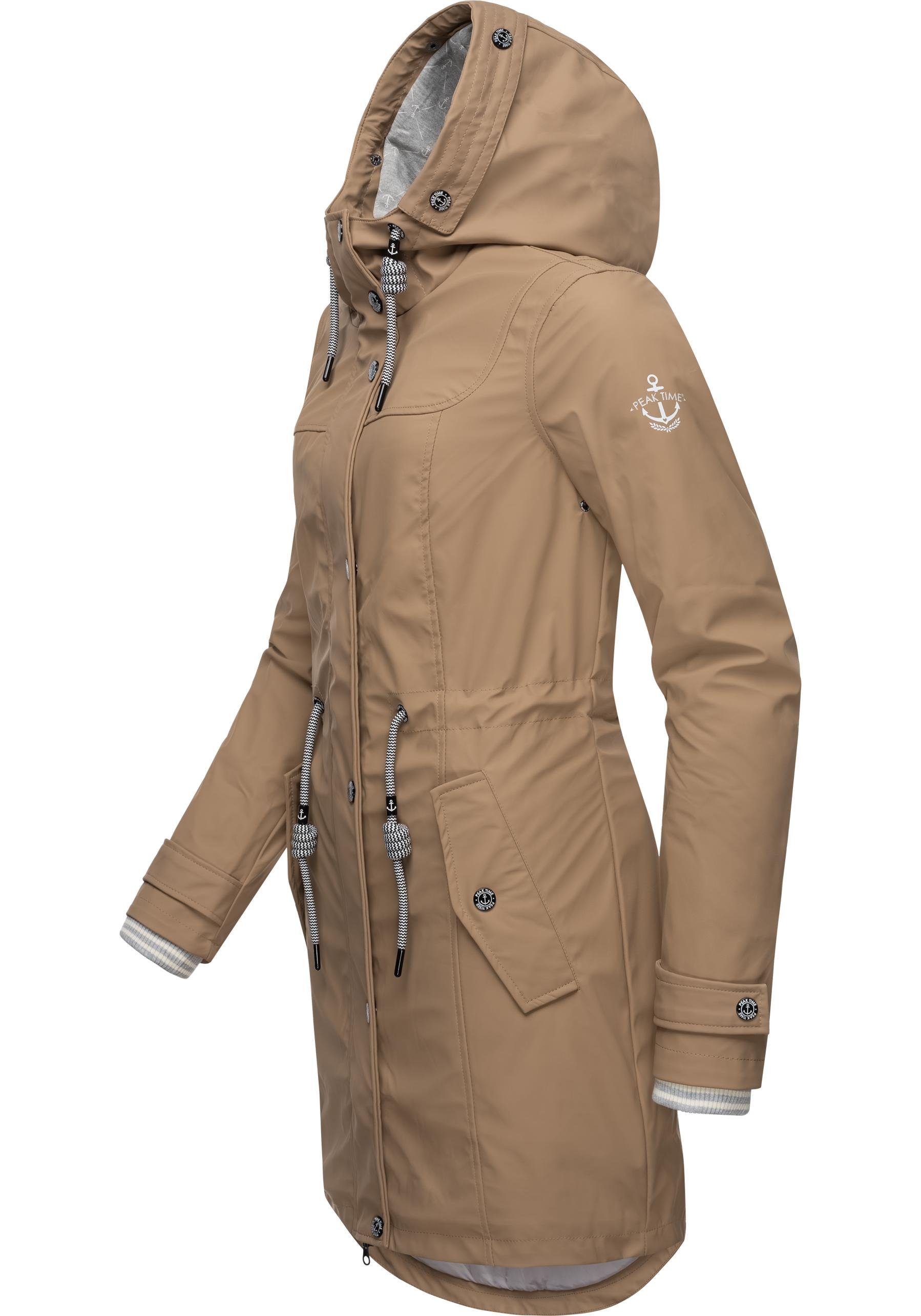 PEAK taillierter TIME Regenjacke Damen stylisch beige Regenmantel für L60042