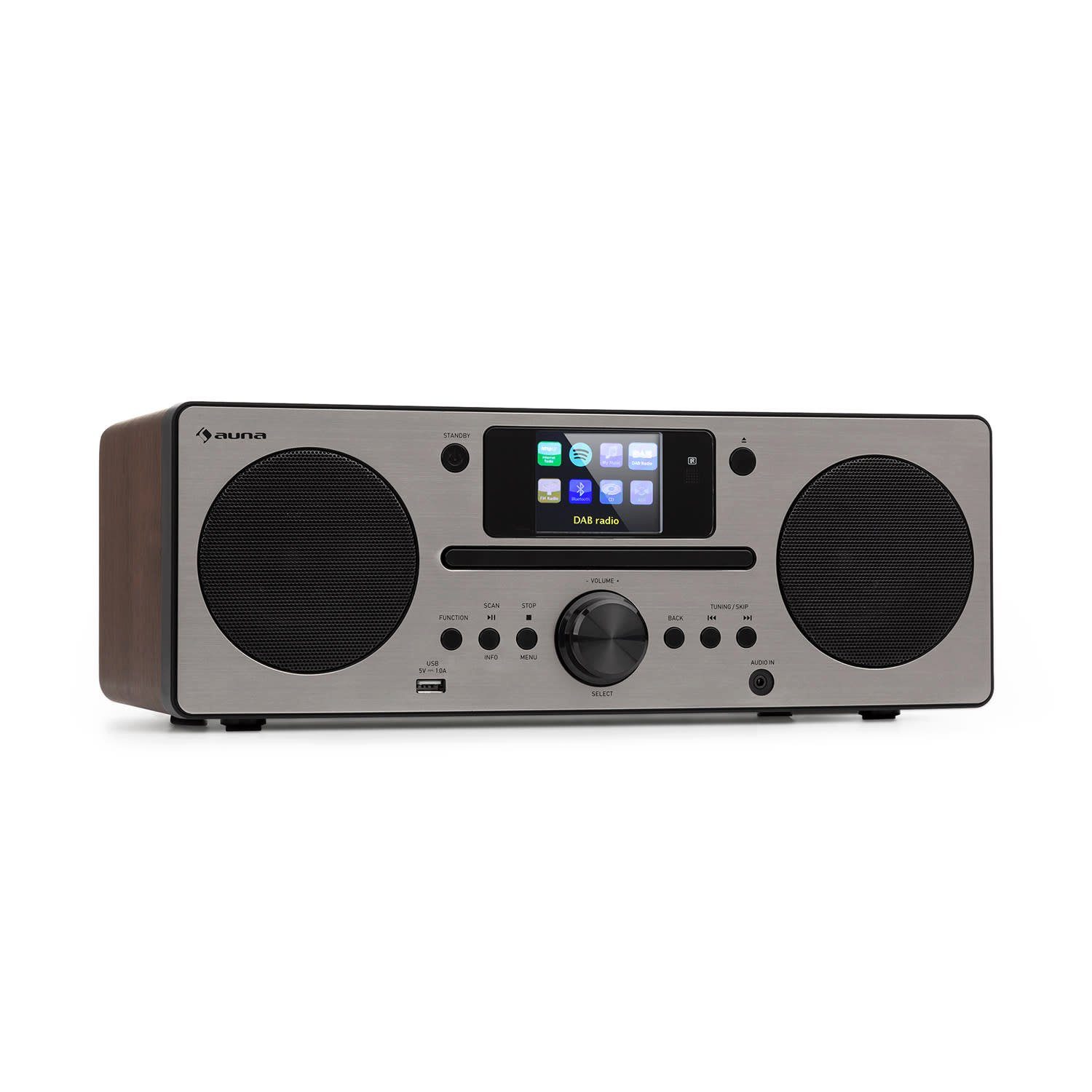 Auna Harvard Radio (DAB+;UKW mit RDS, 20 W, Internetradio Bluetooth Radio WLAN - DAB Plus Digitalradio Küchenradio) Walnuss