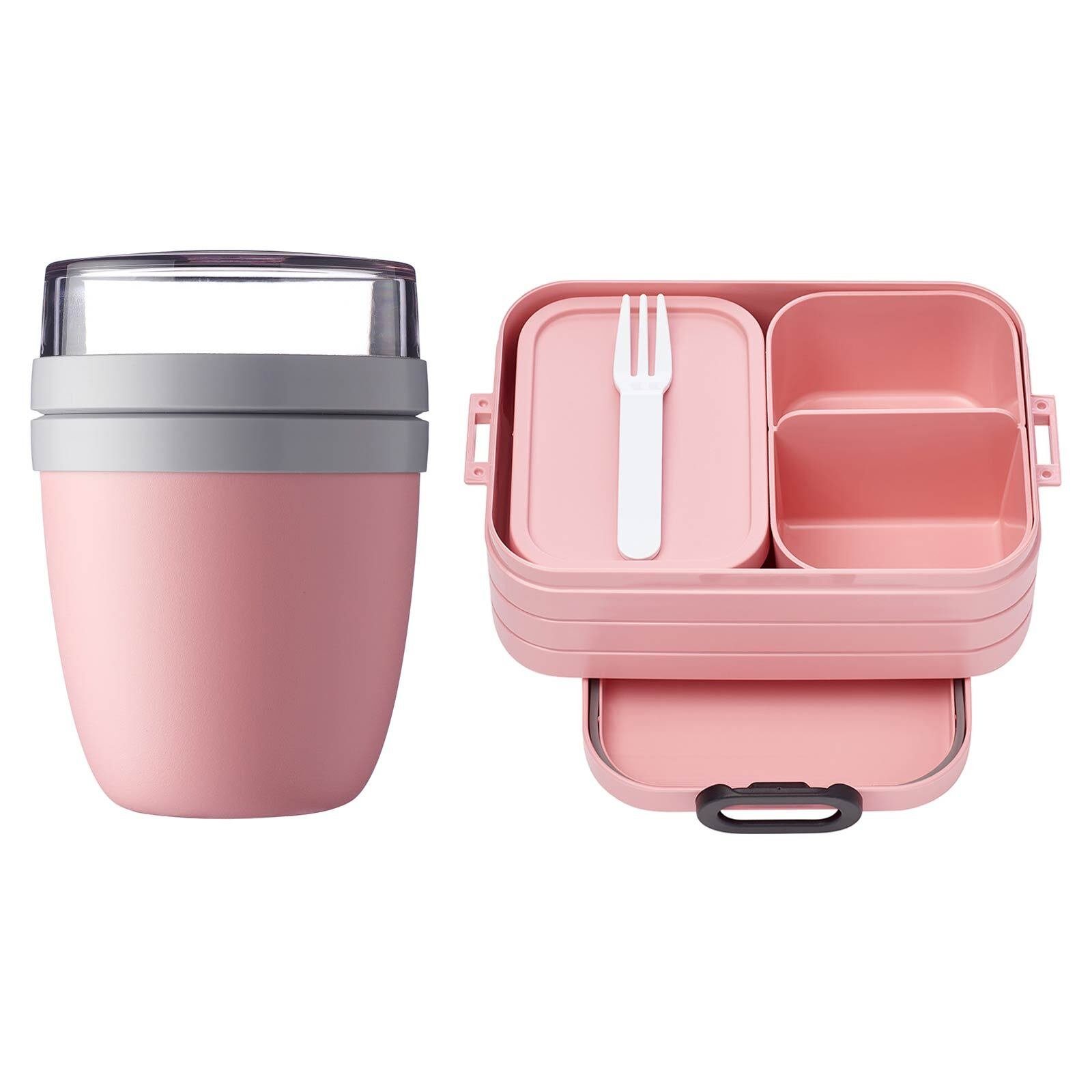 Mepal Lunchbox Ellipse + TAB Lunchpot + Bento-Brotdose 2er Set, Kunststoff, (2-tlg), Spülmaschinengeeignet Nordic Pink