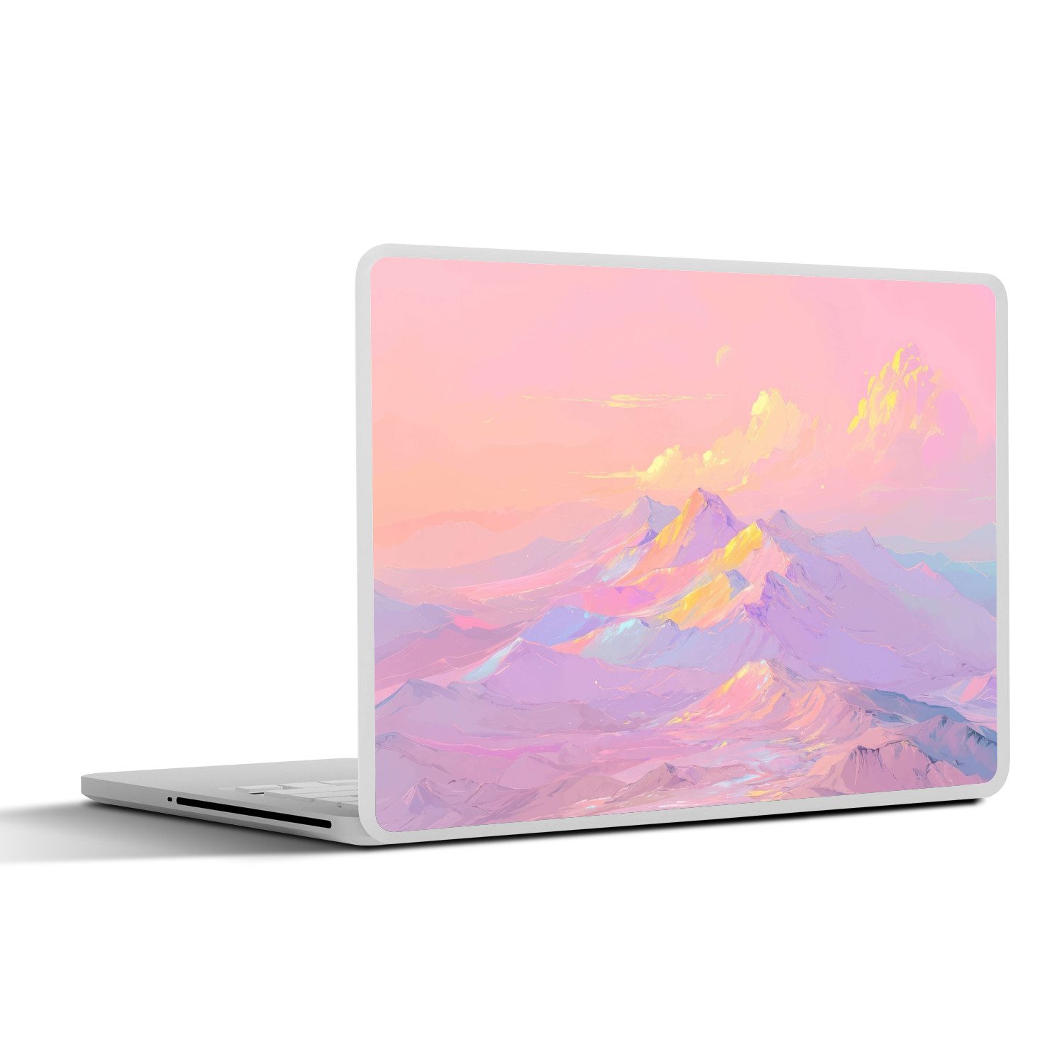 MuchoWow Laptop-Aufkleber Berggipfel - Wolken - Verträumt, (1tlg), Laptop Folien Cover, Aufkleber, Sticker, Schutz vor Kratzern, 30x21 cm