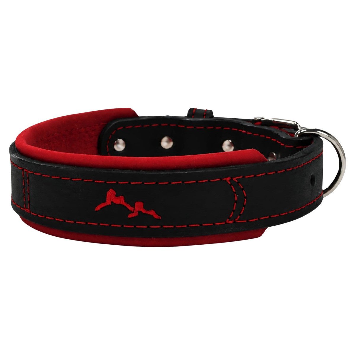 Das Lederband Hunde-Halsband Halsband Zweiburgen Black/Coral