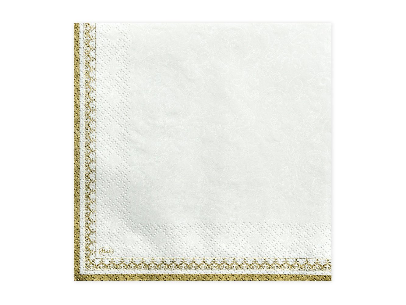 partydeco Papierserviette, Servietten Kelch 33x33cm 20 Stück weiß gold