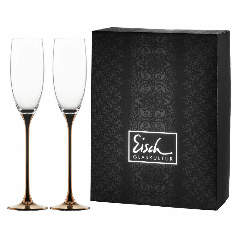Eisch Germany Sektglas 2er Set Kupfer Champagner Exklusiv, Kristallglas