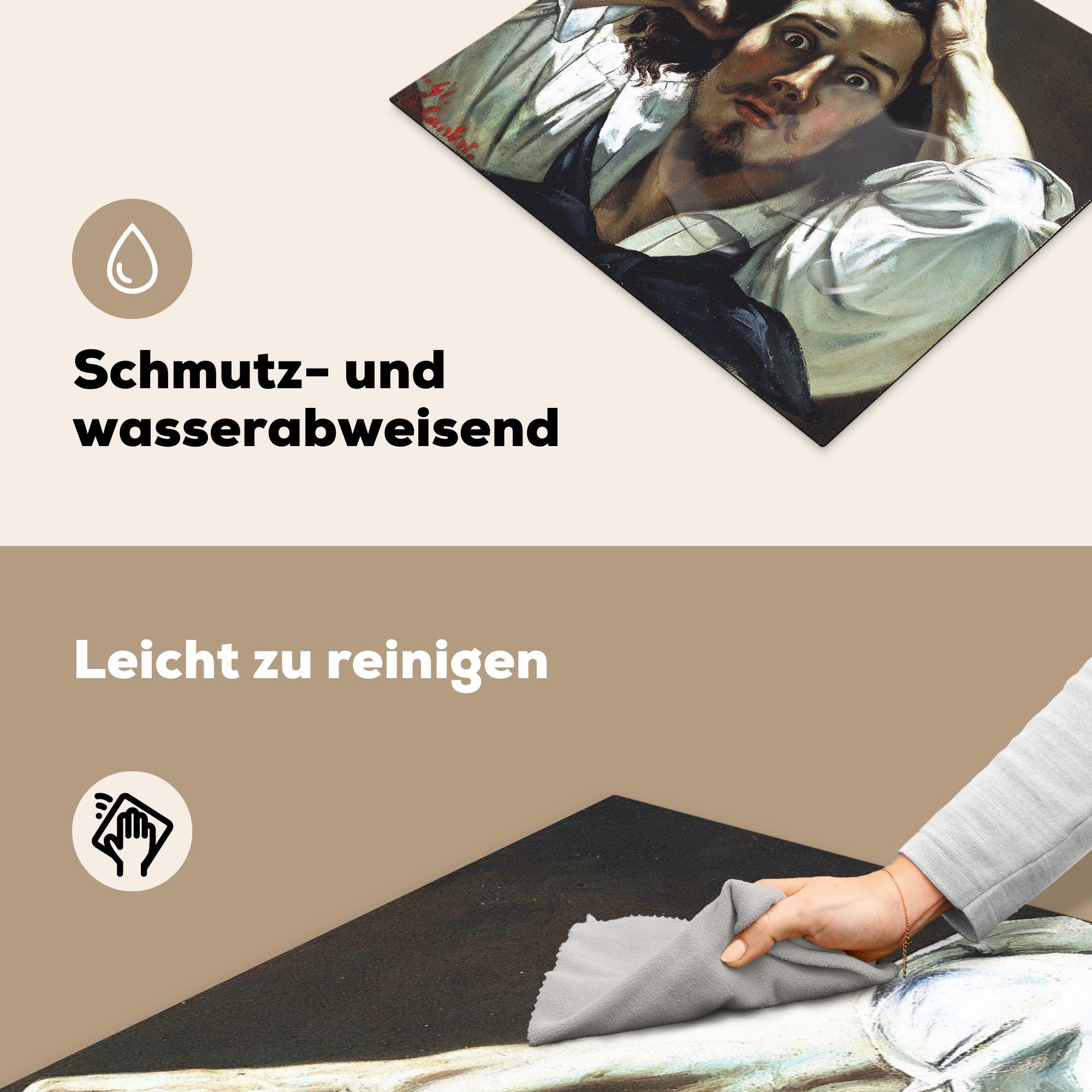 MuchoWow nutzbar, von Arbeitsfläche Die Vinyl, cm, tlg), Gustave Courbet, 60x52 Herdblende-/Abdeckplatte Ceranfeldabdeckung Verzweifelten - Mobile Gemälde (1