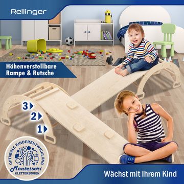 Rellinger Klettergerüst 4in1 Kletterbogen mit Rutsche & Kletterbogen [HÖHENVERSTELLBAR], (inkl. multifunktions Rampe - Sicheres Klettergerüst Indoor ab 1 Jahr - Pikler Dreieck für motorische Fähigkeiten)