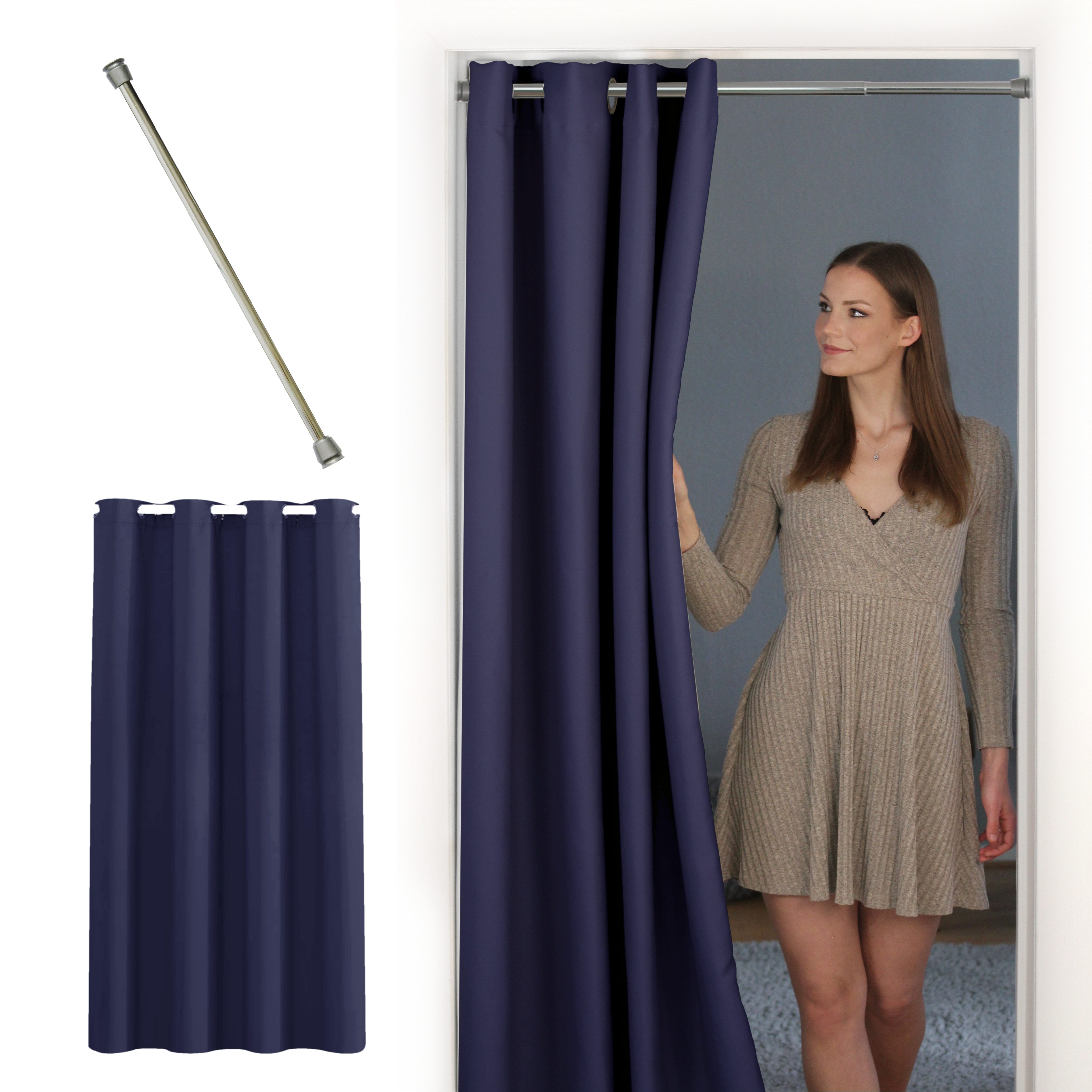 tinycurtains Türvorhang mit Stange silber 70-120 günstig online kaufen