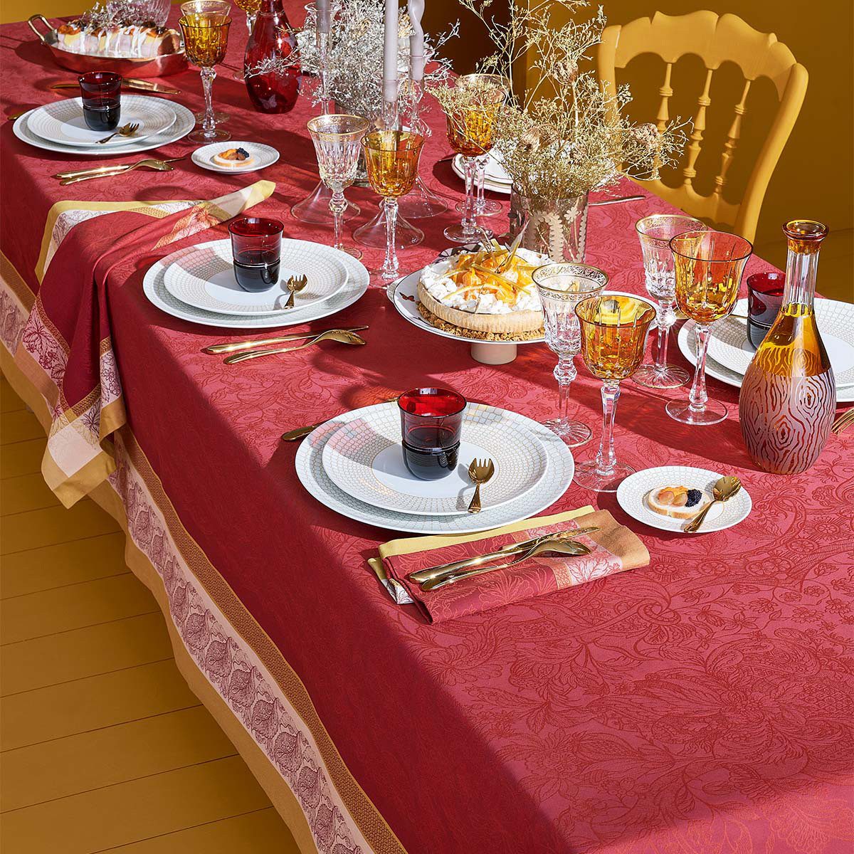 Garnier Thiebaut Stoffserviette Servietten (4x Set) Alexandria Rubis 54x54 cm, (4 St)