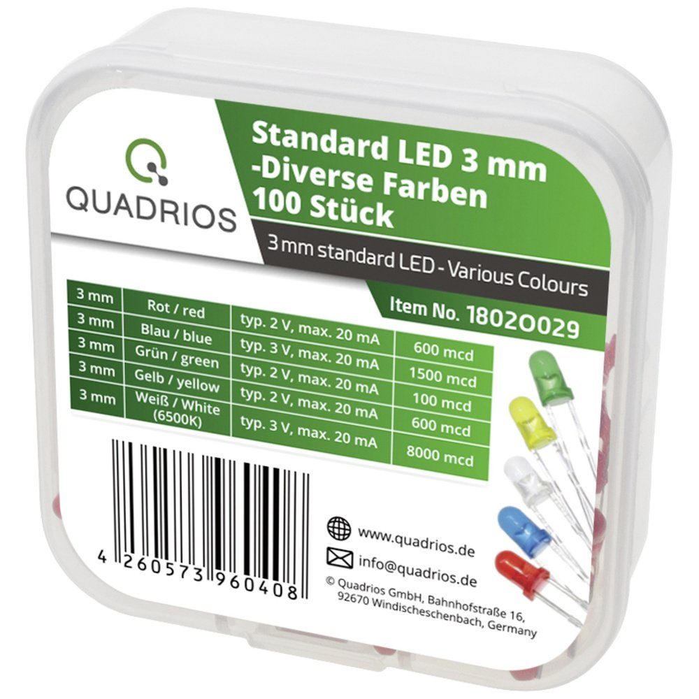 LED-Leuchtmittel Quadrios Quadrios Bunt 2 V V, mA LED-Sortiment 20 3