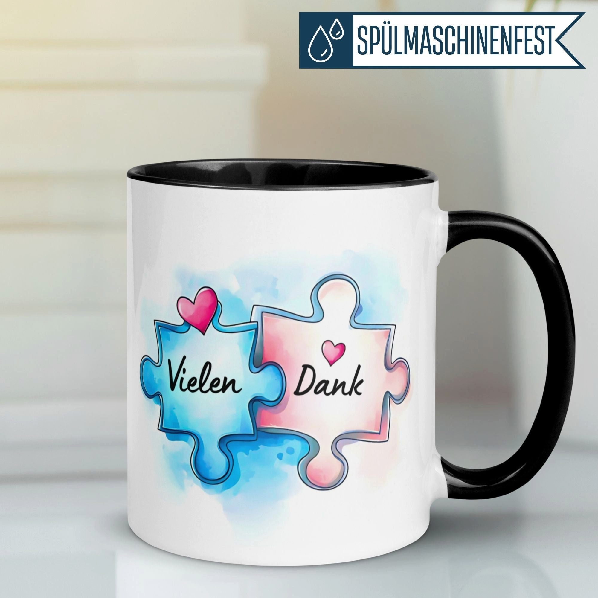Momentals Tasse Danke – „Vielen Dank als Puzzleteile“ – Dankeschön Geschenke Becher, Gratis Versand · Links-&Rechtshänder · Spülmaschinenfest