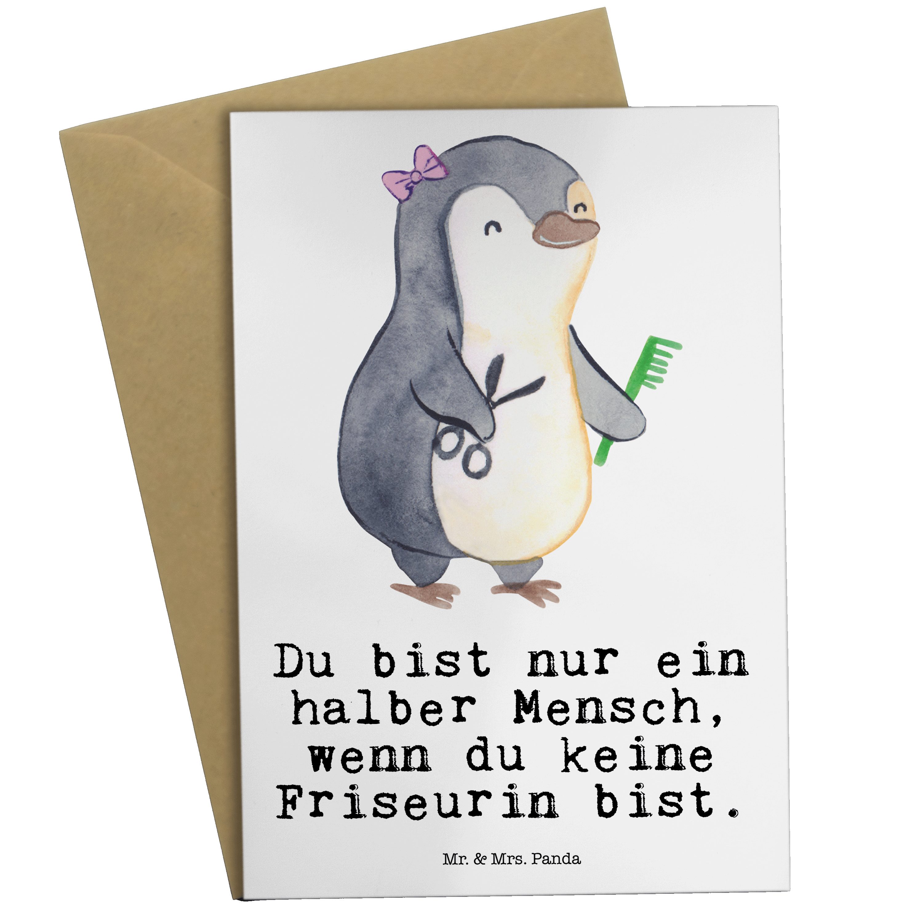 - Panda Herz Geschenk, Grußkarte Frisörin, Friseurin mit Glück Hochzeitskarte, & - Weiß Mrs. Mr.