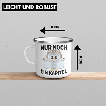 Trendation Thermotasse Trendation - Lesen KaffeeEmaille Tasse Leseratte Geschenkidee Buch Leser Emaille Tasse mit Spruch Bücherwurm Nur Noch Ein Kapitel