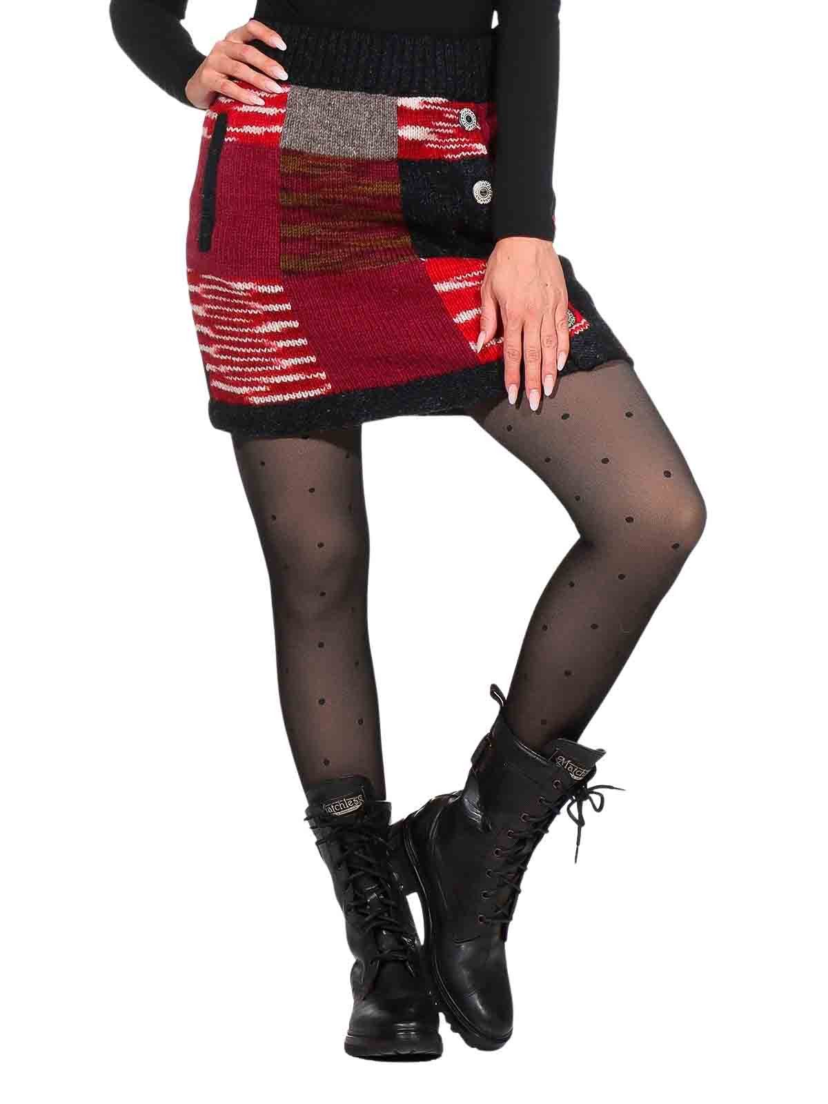 KUNST UND MAGIE Strickrock Bunter Patchwork Strickrock kurz + klassisches M günstig online kaufen