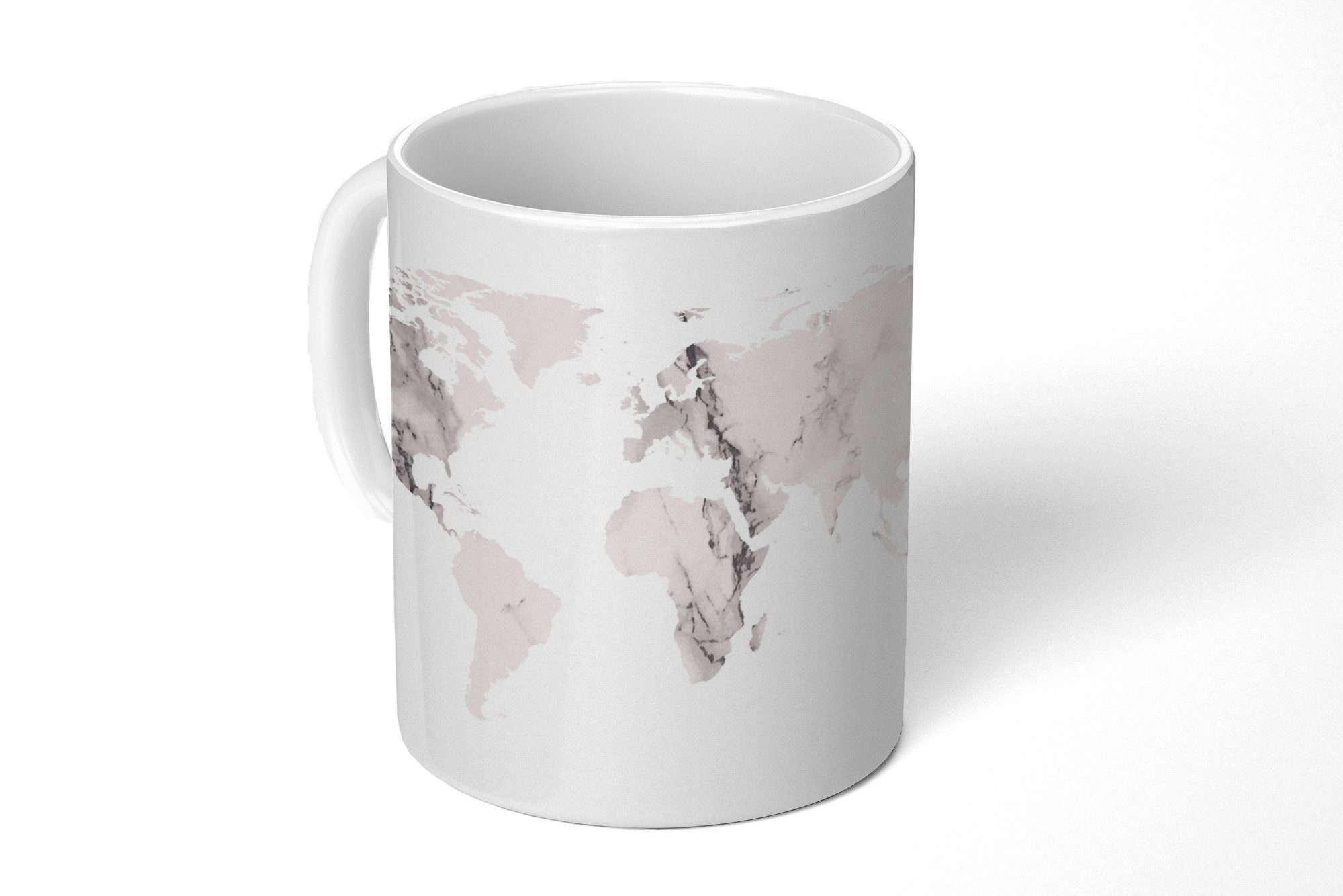 MuchoWow Tasse Weltkarte - Marmor - Chic, Keramik, Kaffeetassen, Teetasse, Becher, Teetasse, Geschenk