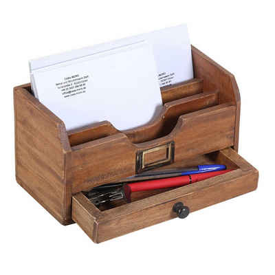 Casa Moro Organizer Schreibtisch Organizer Salerno aus recyceltem Teak-Holz (1 St), Tischorganizer Ordnungssystem Briefablage mit Schublade