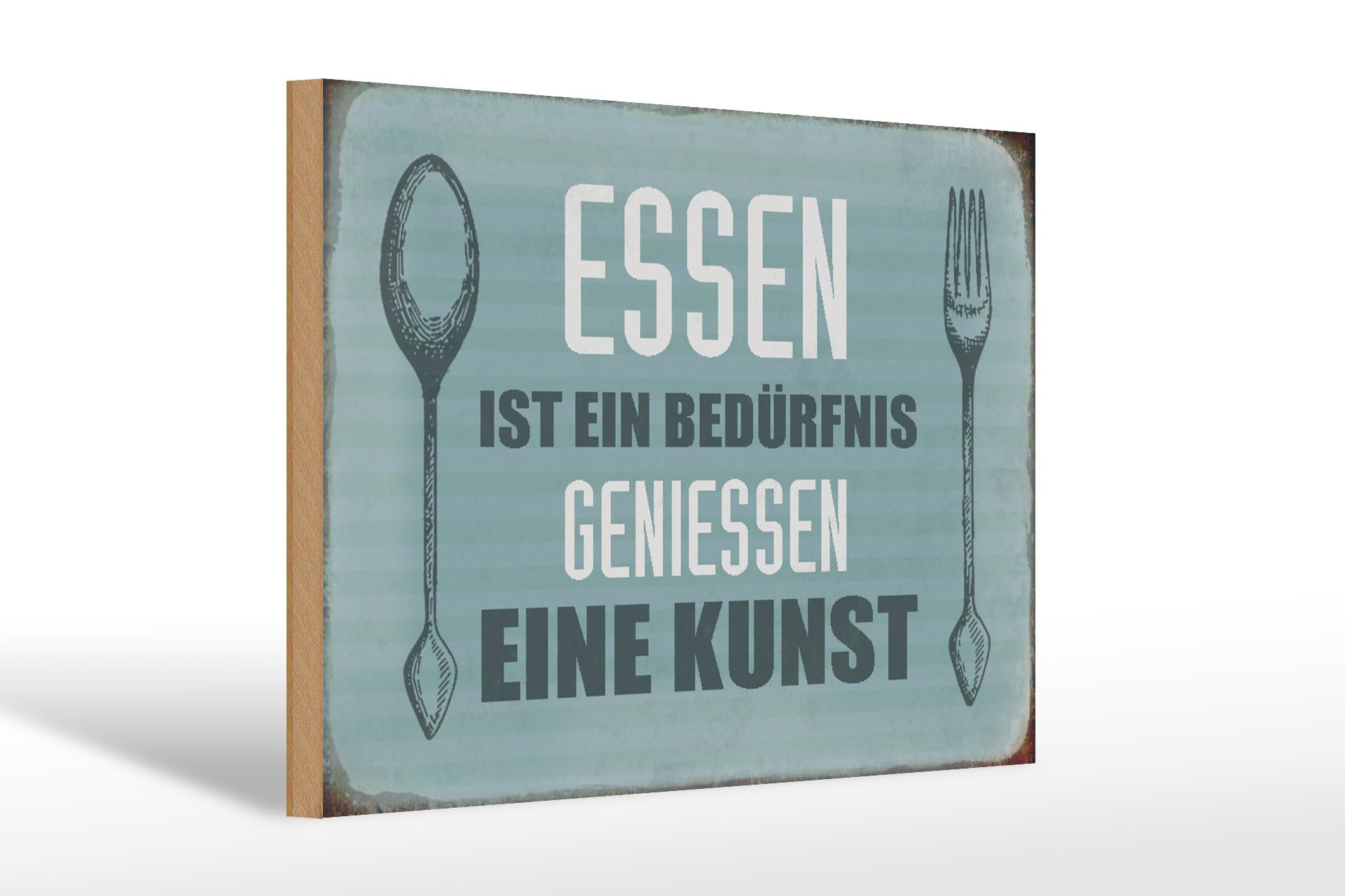 Holzbild Spruch 30x20cm Essen ist eine Kunst