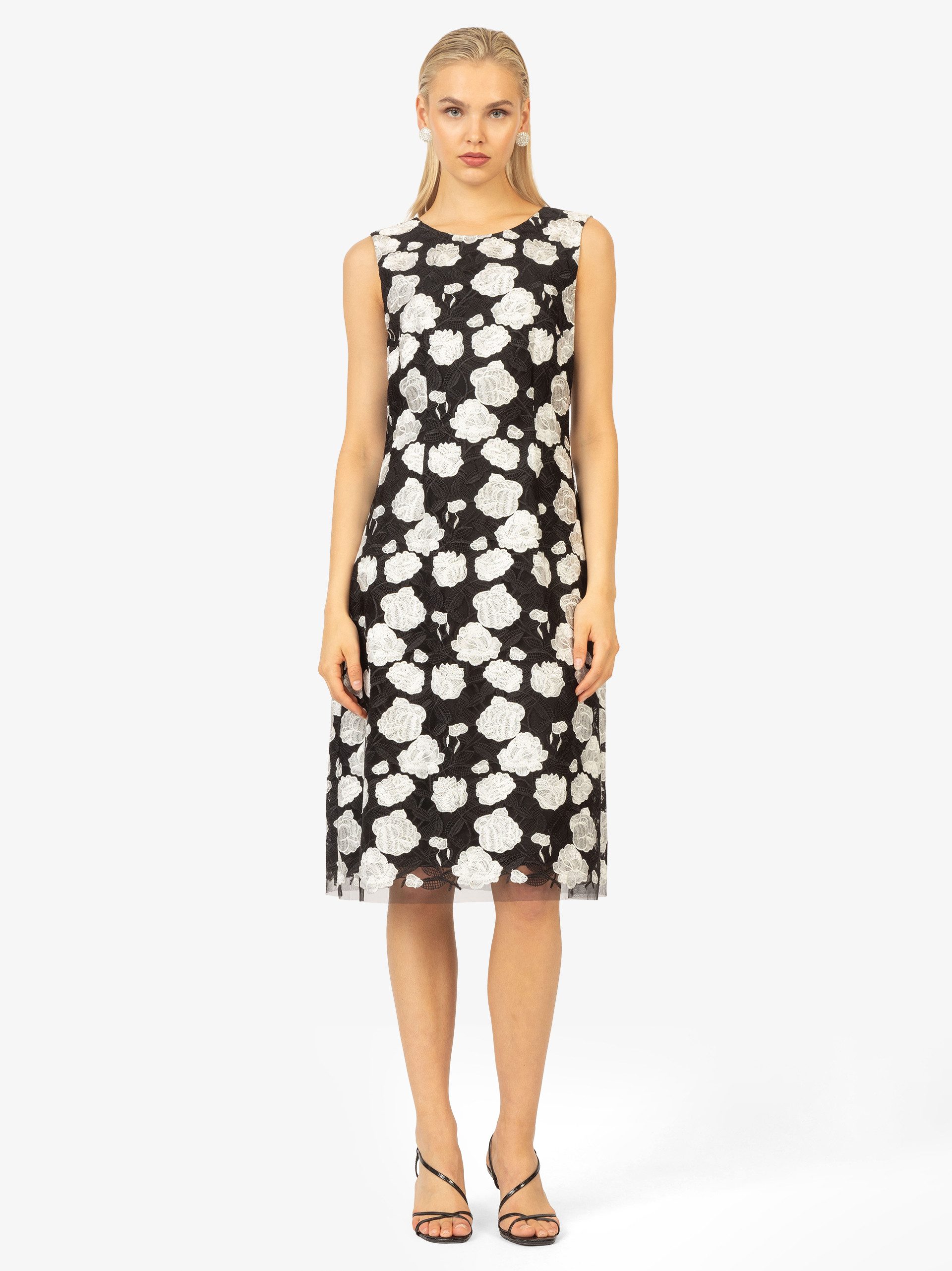 Kraimod Cocktailkleid mit Rosenprint & Spitzenkante