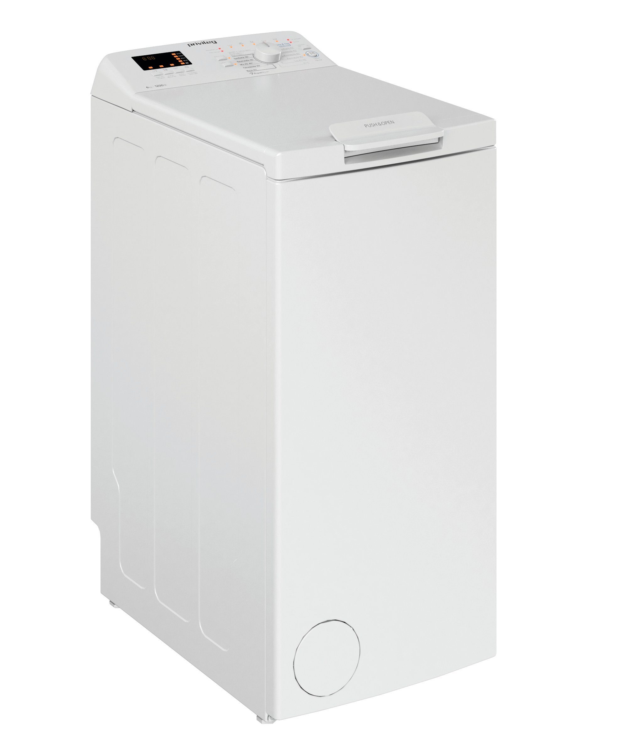 Privileg Waschmaschine Toplader PWT C623 N, 6 kg, 1200 U/min, Turn&Go, Rapid Wash, Mix 45 min. bei voller Beladung, SoftOpening