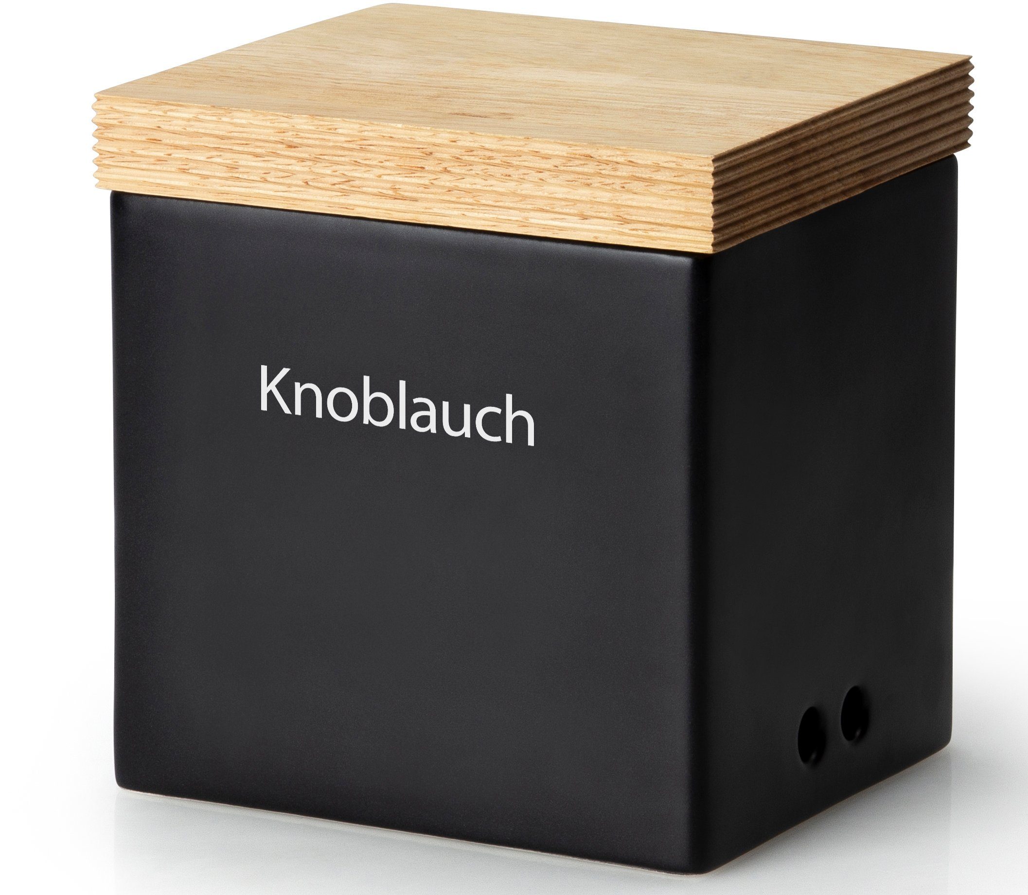 Continenta Vorratsdose, Keramik, Massivholz, (1-tlg), Knoblauchtopf