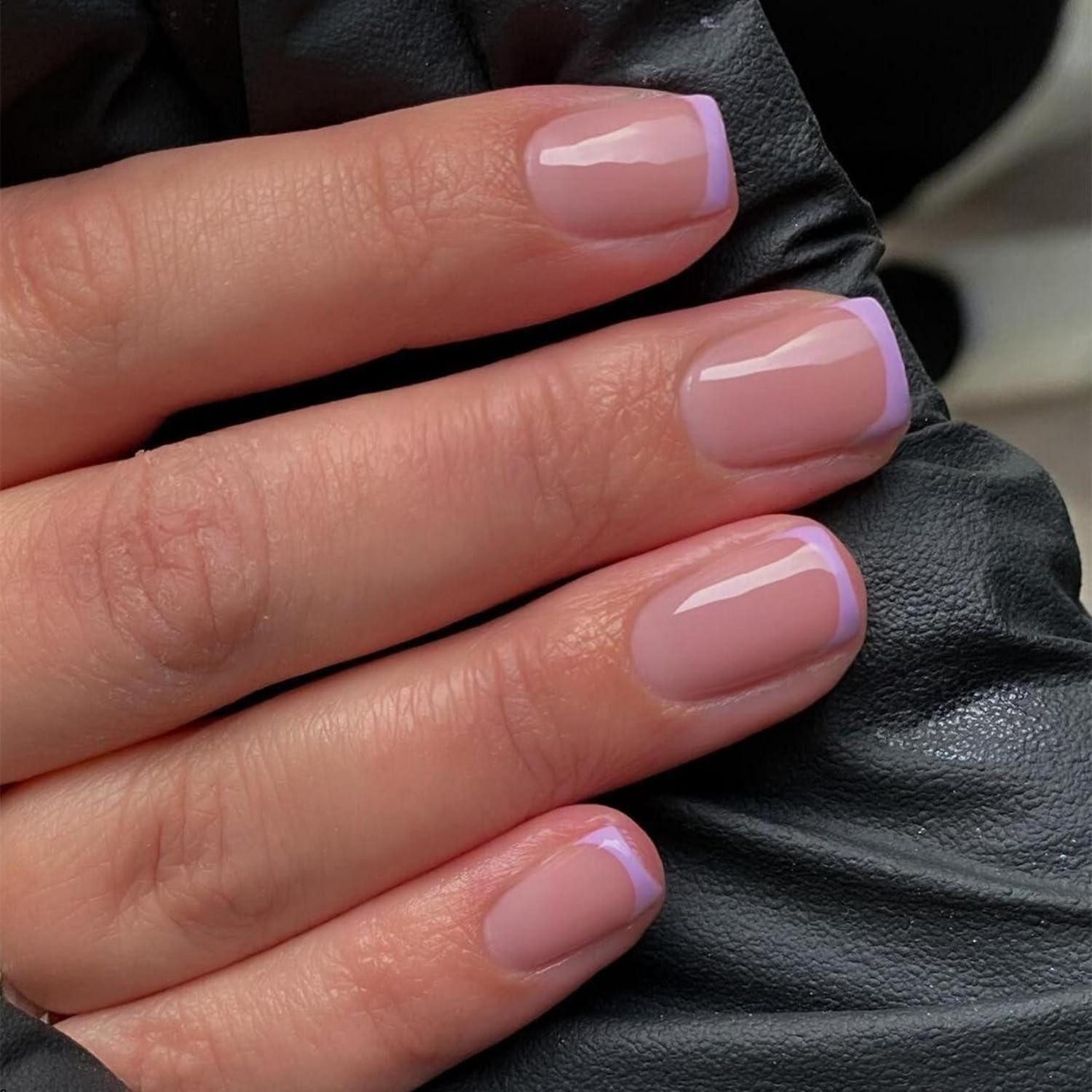 LuxusKollektion Kunstfingernägel Fingernägel Press On Soft Gel French Tip 30 Stück Kurz Eckig Lila
