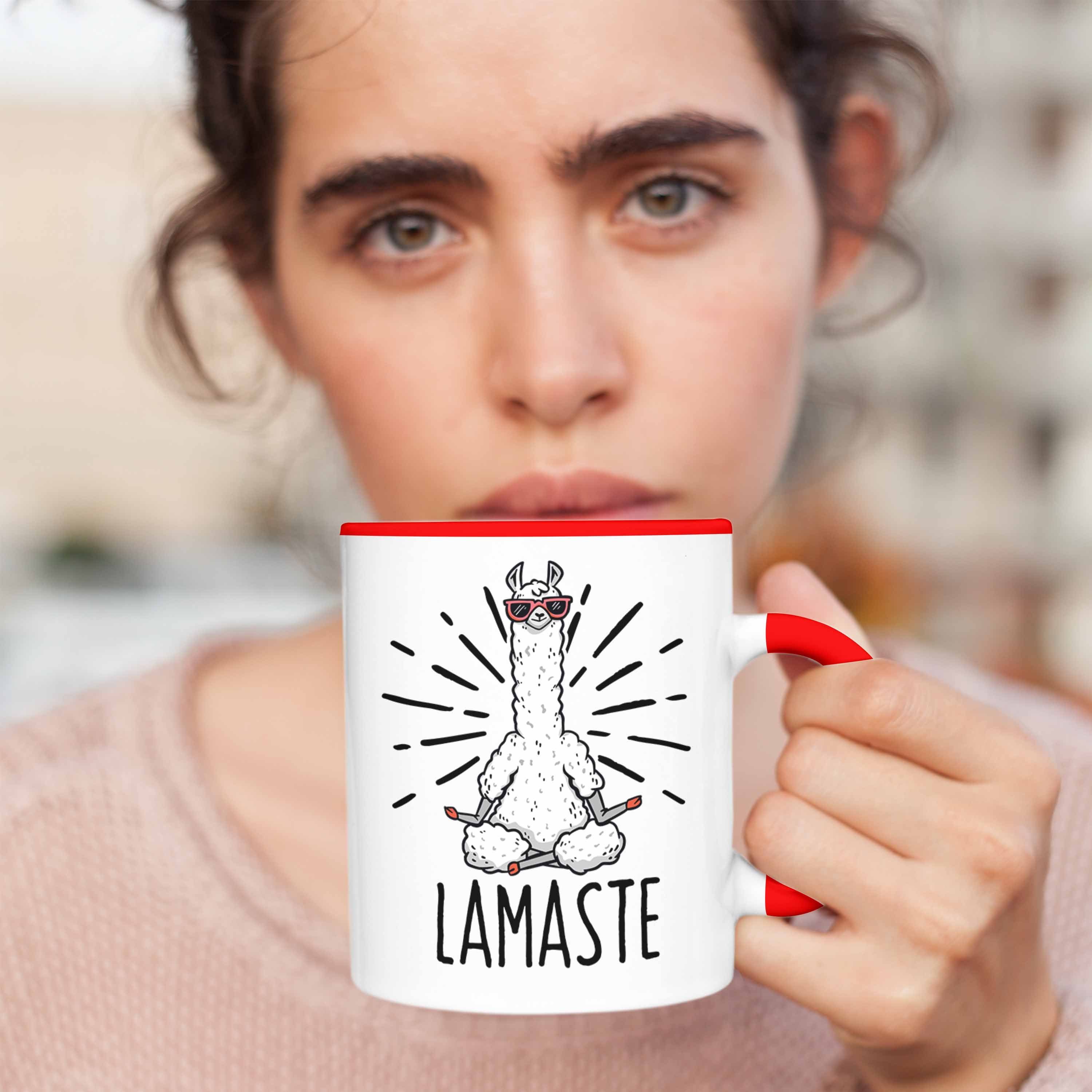 Meditationsliebhaber Tasse Meditieren Llama Rot für Meditations-Tasse Trendation Geschenk