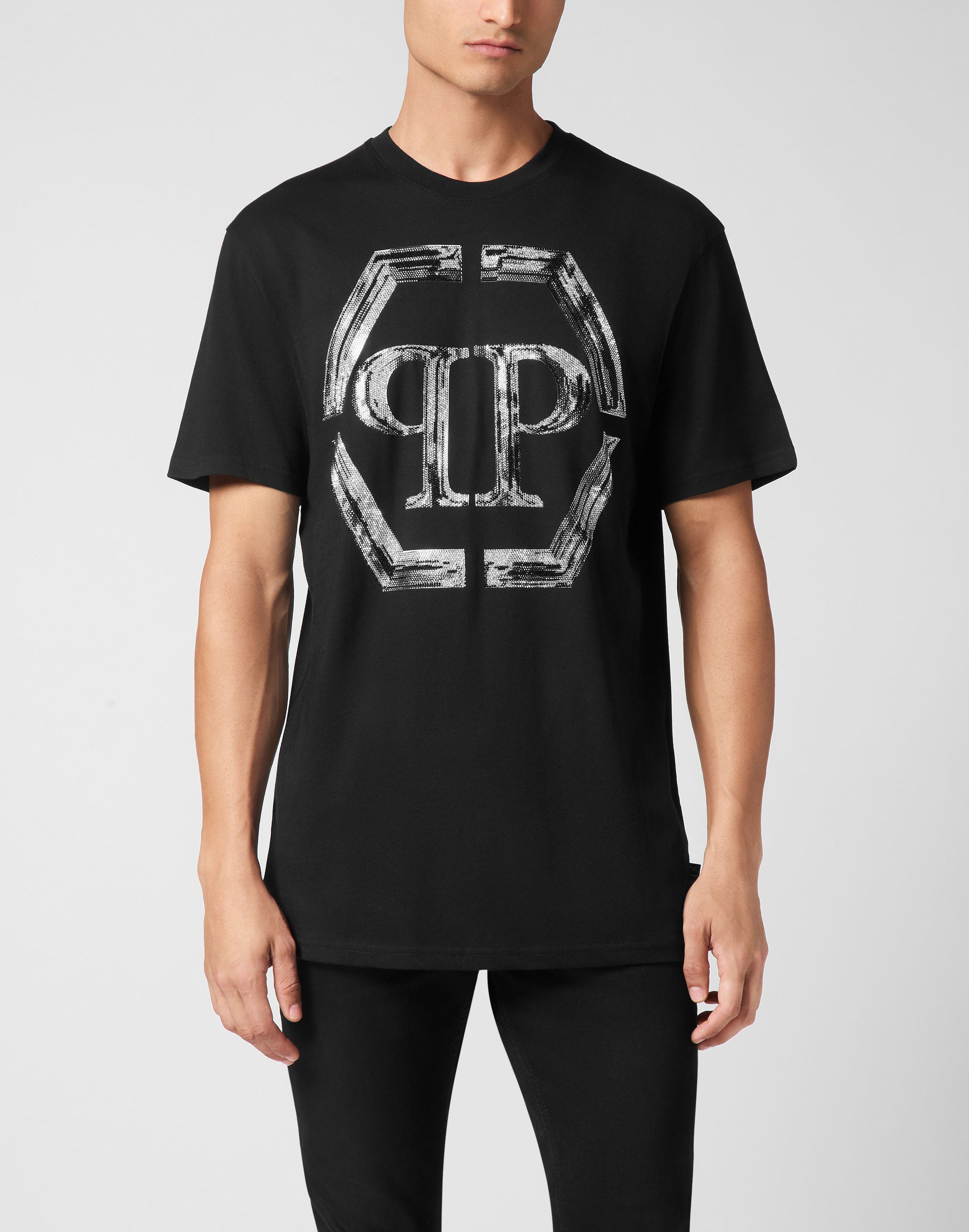 PHILIPP PLEIN T-Shirt Hexagon Mit Schmucksteinen günstig online kaufen
