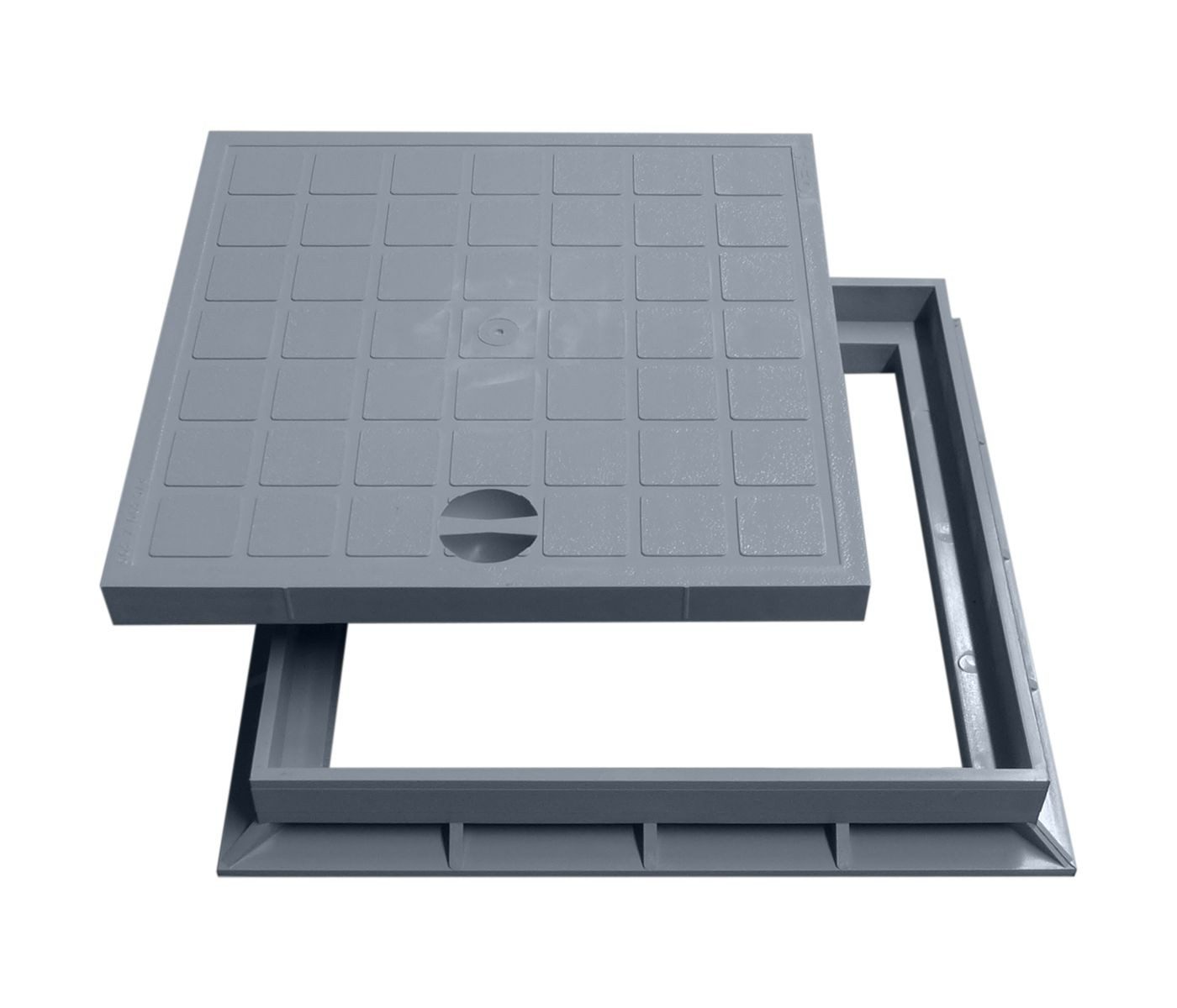 Marley Deutschland GmbH Erdschacht Schachtdeckel Kunststoff mit Rahmen 300x300mm, 30x30x4 cm, 2-St., stabil, begehbar, laugen- und säurebeständig