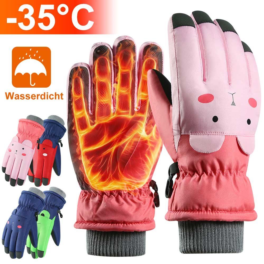 winddichte Skihandschuhe Cartoon-Handschuhe Wasserdichte für BTTO Jahre Kinder 6-10 Rosa
