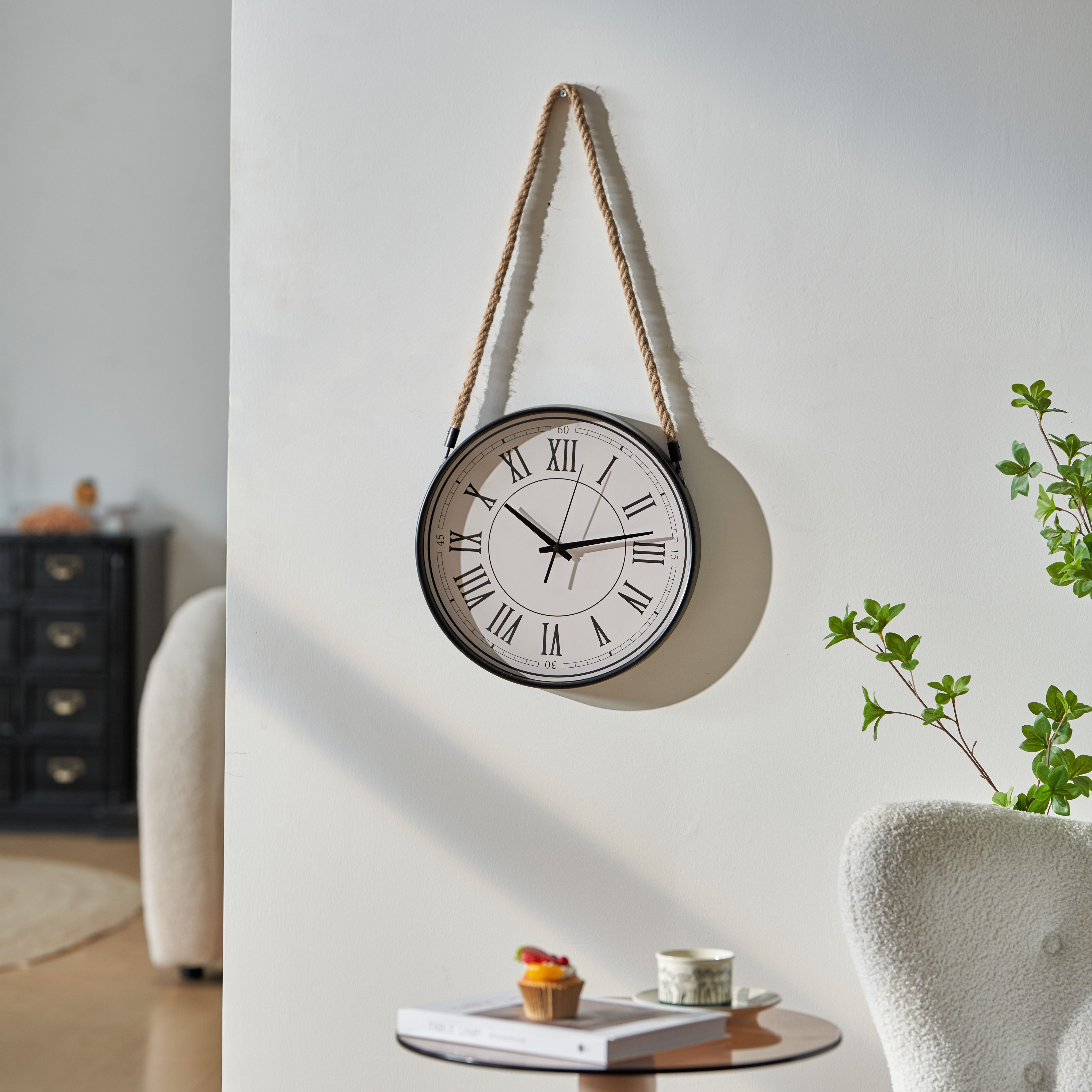 K&L Wall Art Wanduhr industrielle Hängeuhr Vintage Bahnhofsuhr mit Sisalsei günstig online kaufen