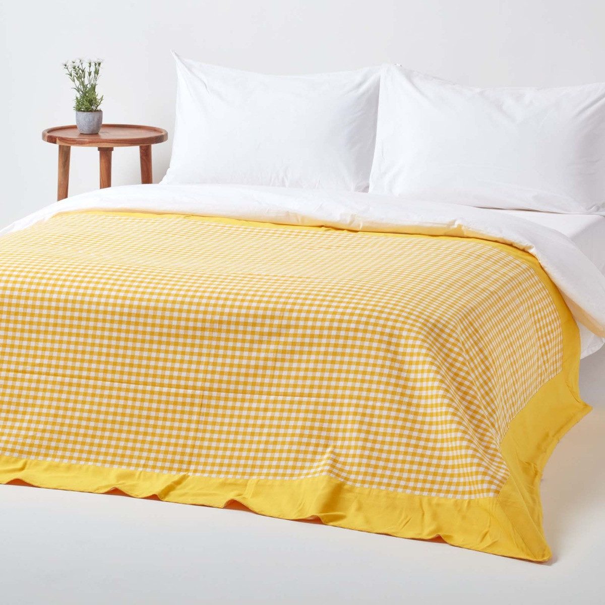 Plaid Gingham-Tagesdecke, gelb, 150 x 200 cm, Homescapes