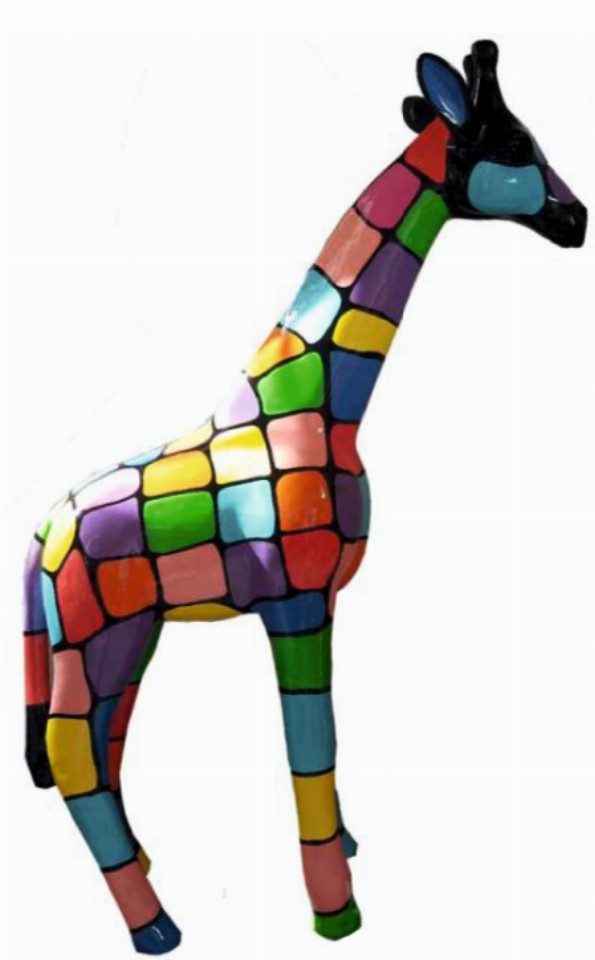 Dekofigur Giraffe bunt