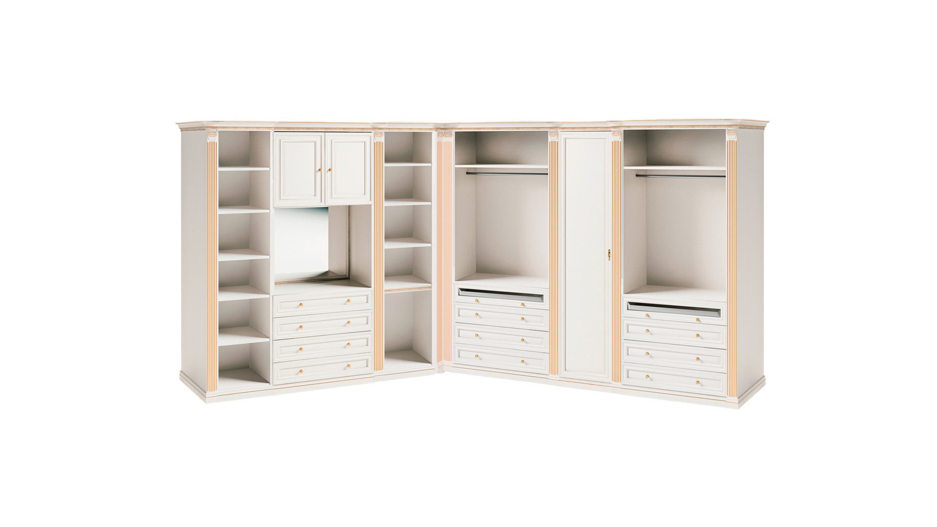 JVmoebel Eckschrank Exklusiver weißer Eckschrank aus edlem Holz für Schlafzimmer (Eckschrank) Made in Europa