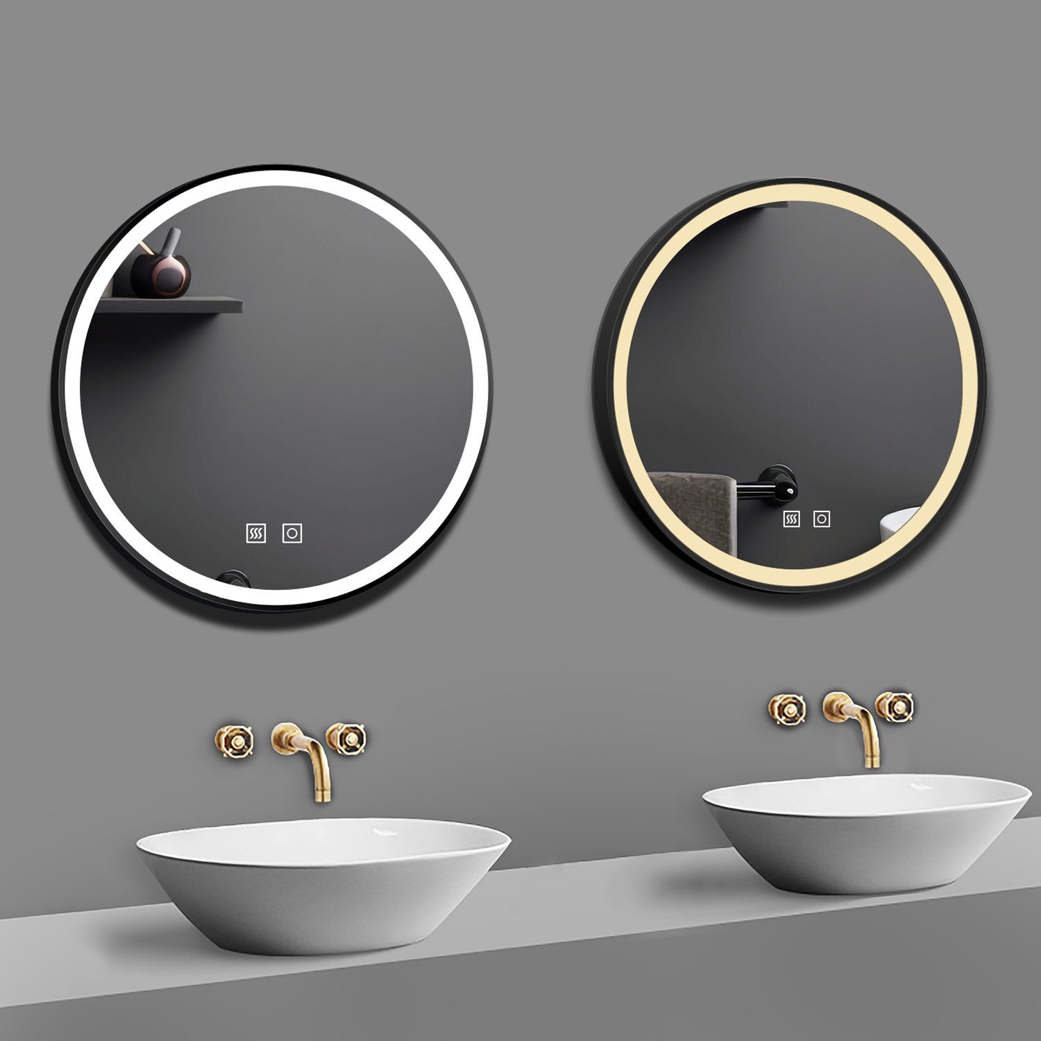 duschspa Badspiegel Runder Spiegel mit Schwarz Rahmen 60/70/80cm Badezimmer günstig online kaufen