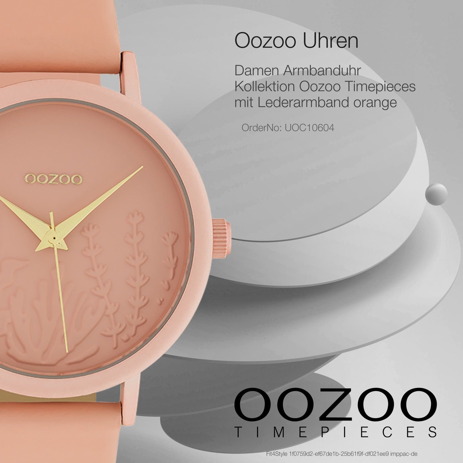 Armbanduhr Damen rund, OOZOO mittel Lederarmband, orange Fashion-Style (ca. Damenuhr Oozoo 36mm) Quarzuhr Analog,